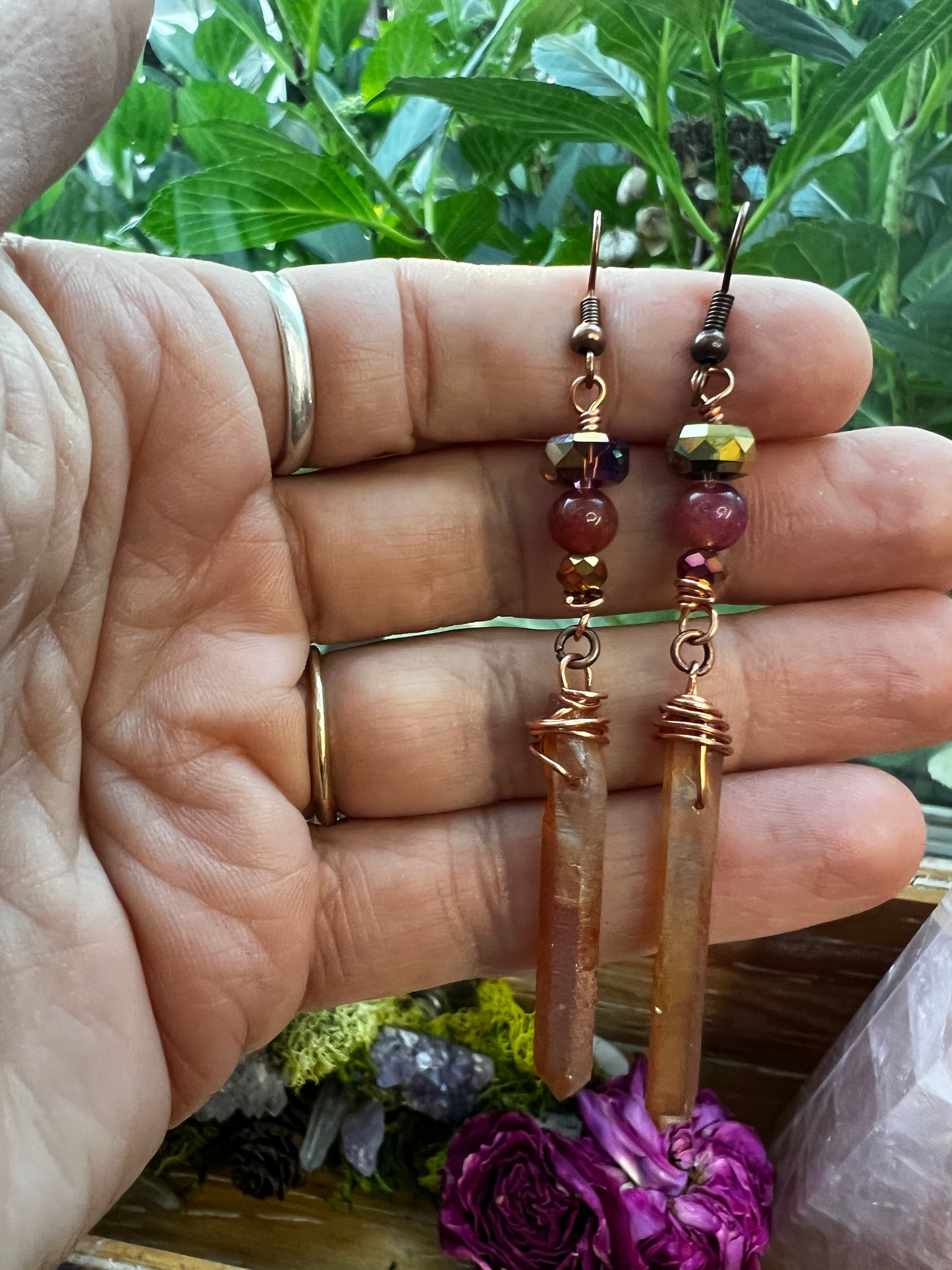 Wildfire Quartz Dangle Earrings