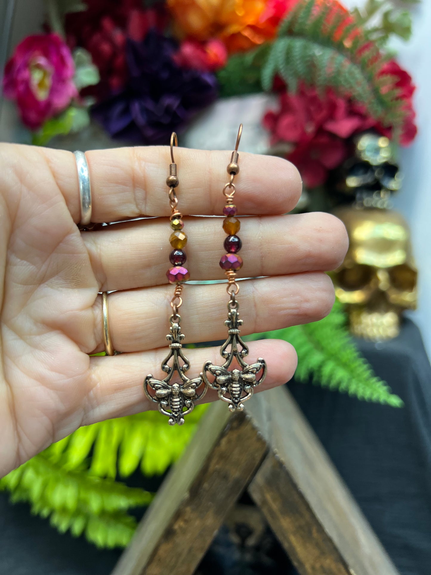 Wildfire Moth Dangle Earrings