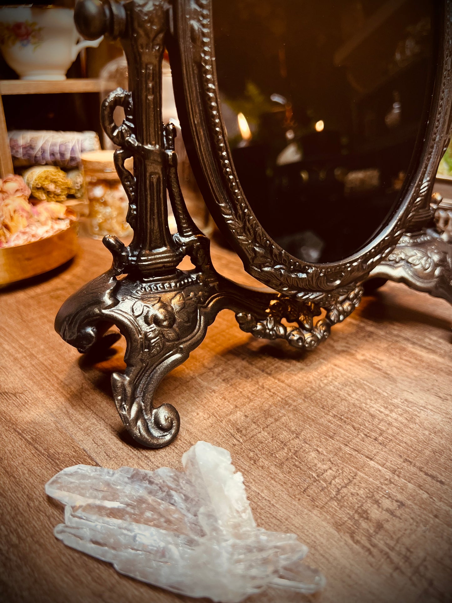 Scrying Mirror - Timealia Antique Tilt Oval Glass Divination Mirror Witches Gothic Victorian Mirror MM108