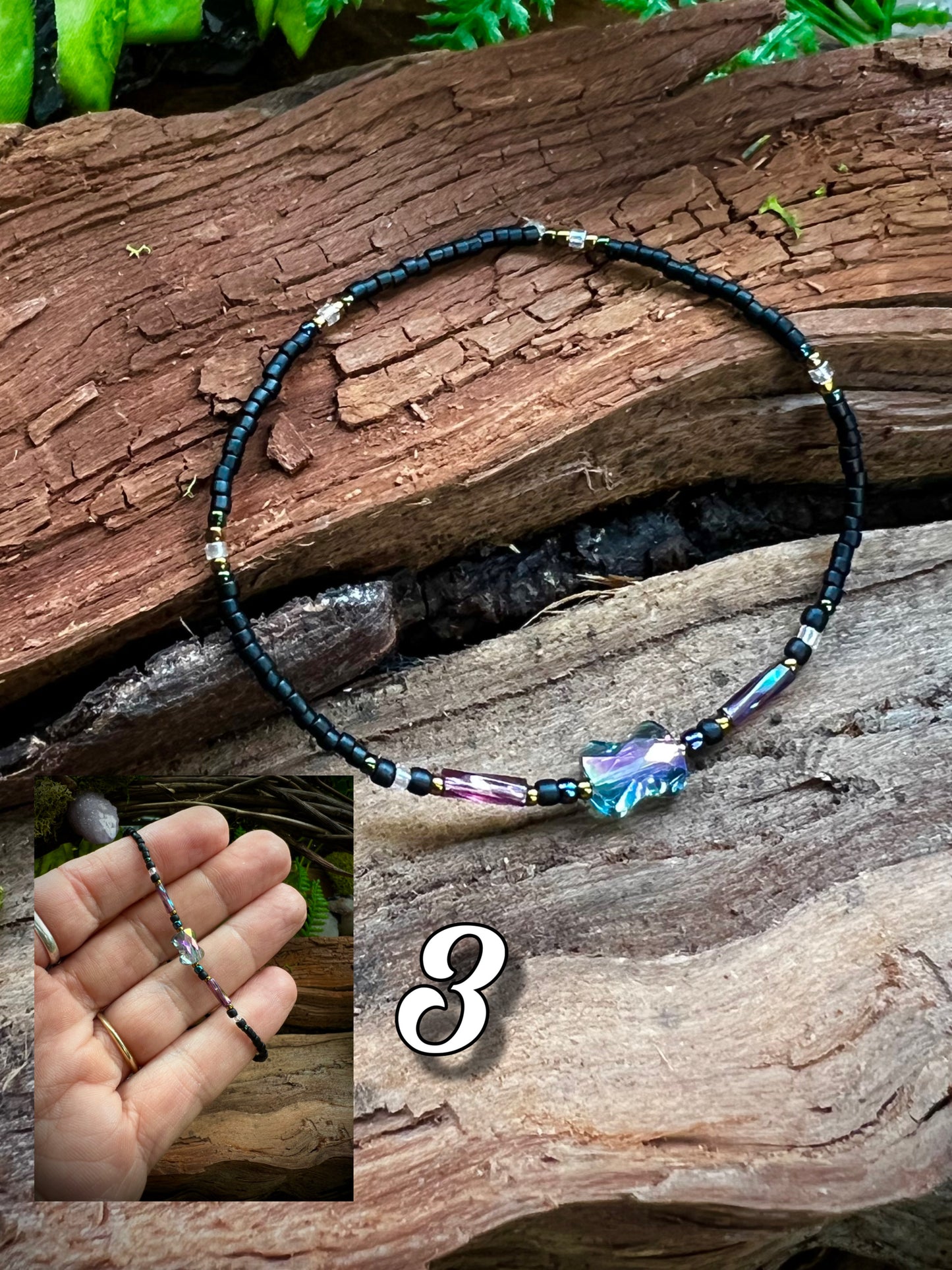Iridescent Aurora Crystal Stacking Stretch Bracelets Moonlit Dreams