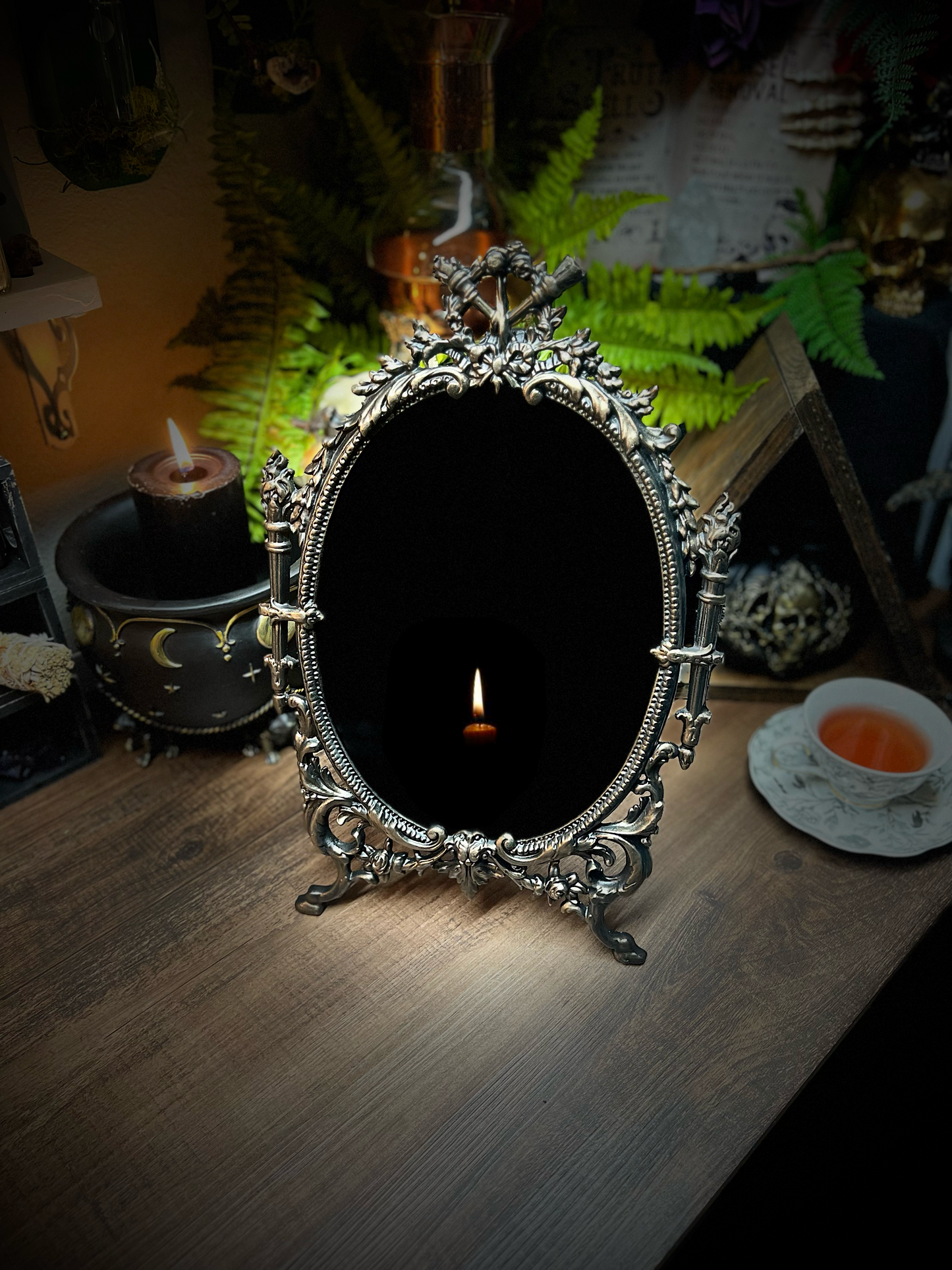 Hecate’s Portal Scrying Mirror - Large Antique Glass Divination Mirror Shadow Work Witches Gothic Victorian Mirror MM101