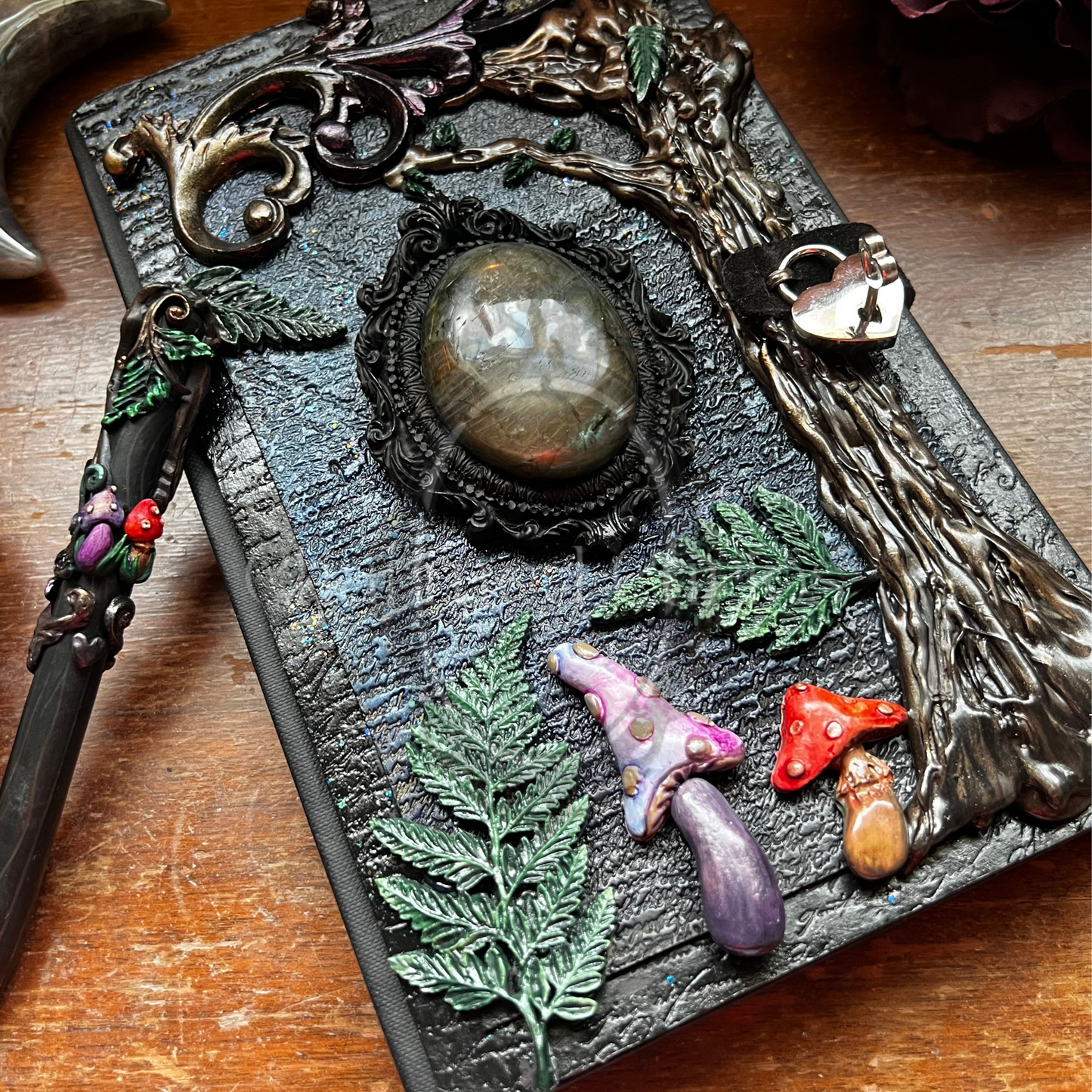 Portals Locking Journal & Pen Set- Handcrafted Hardcover Blank Book of Shadows Grimoire