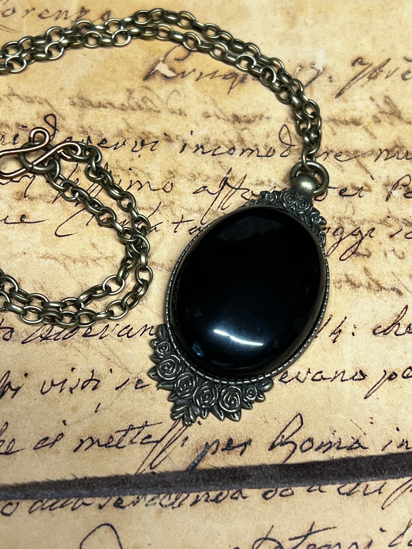 Obsidian Pendant Scrying Necklace 20” Chain PN5