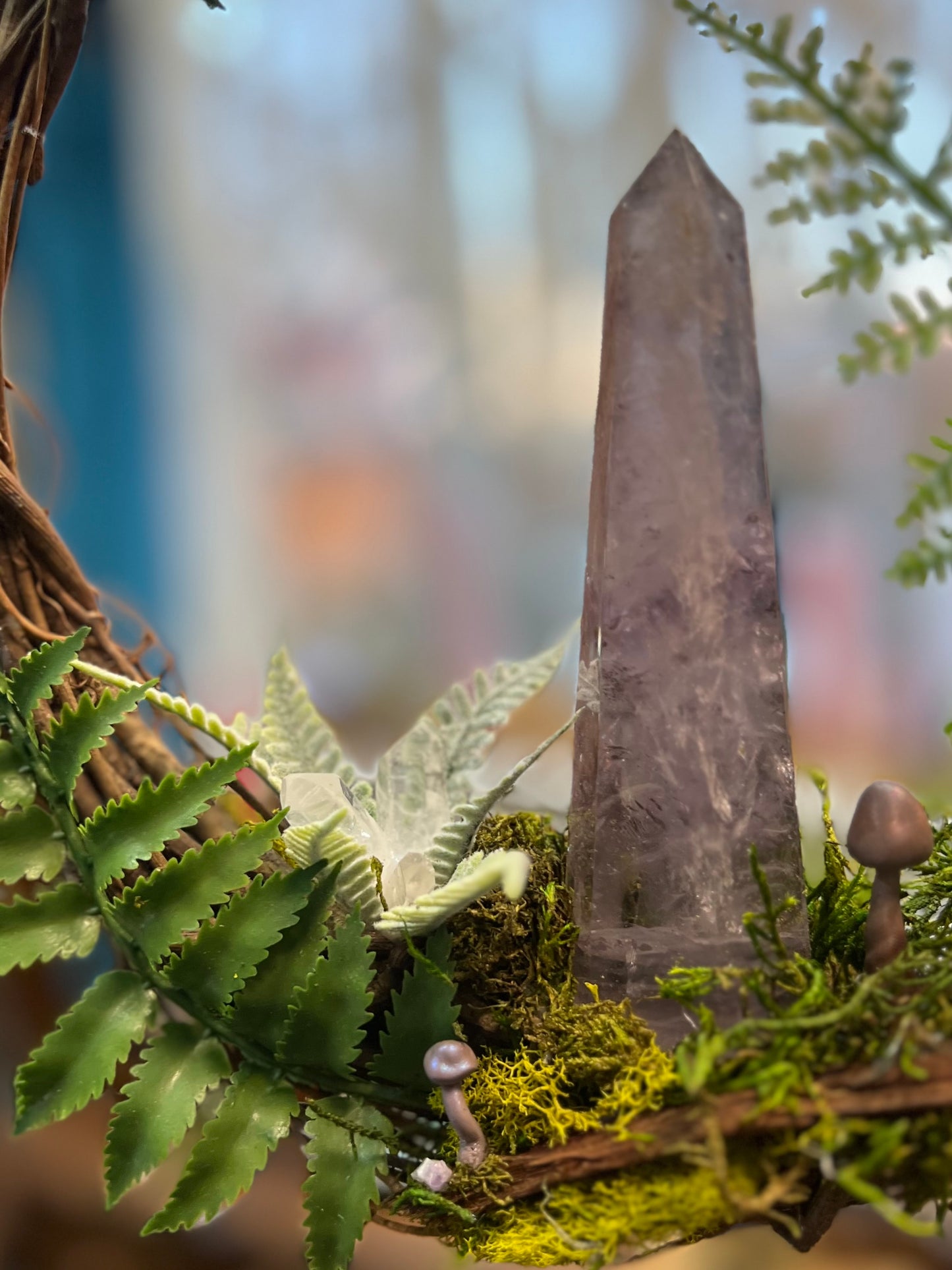 Crystal Moss Amethyst Quartz Wreath