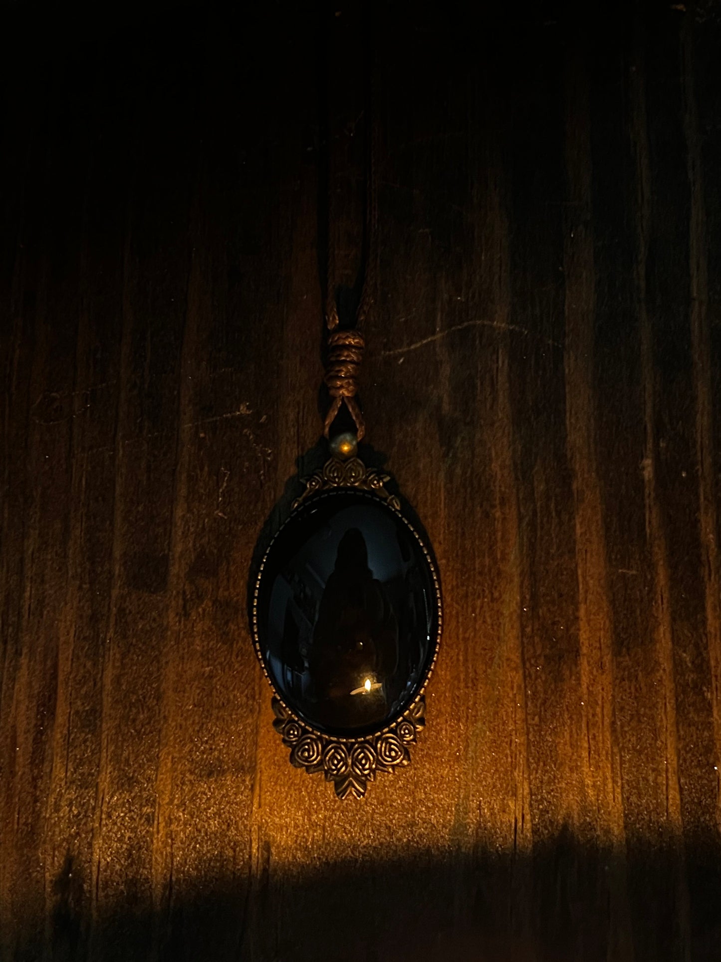 Obsidian Pendant Scrying Necklace 20” Chain PN5