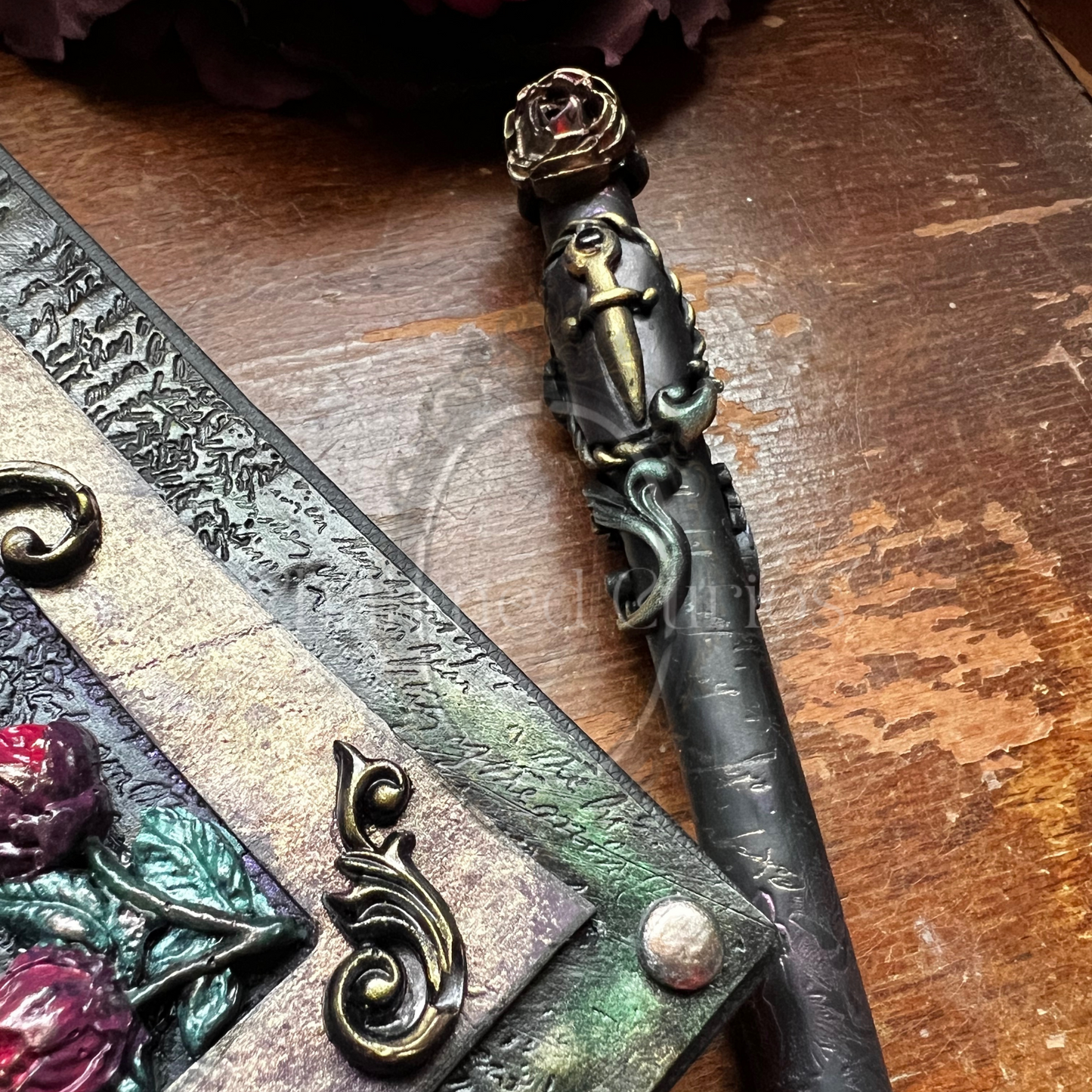 Queen of swords Journal & Pen Set- Handcrafted Hardcover Blank Book of Shadows Grimoire