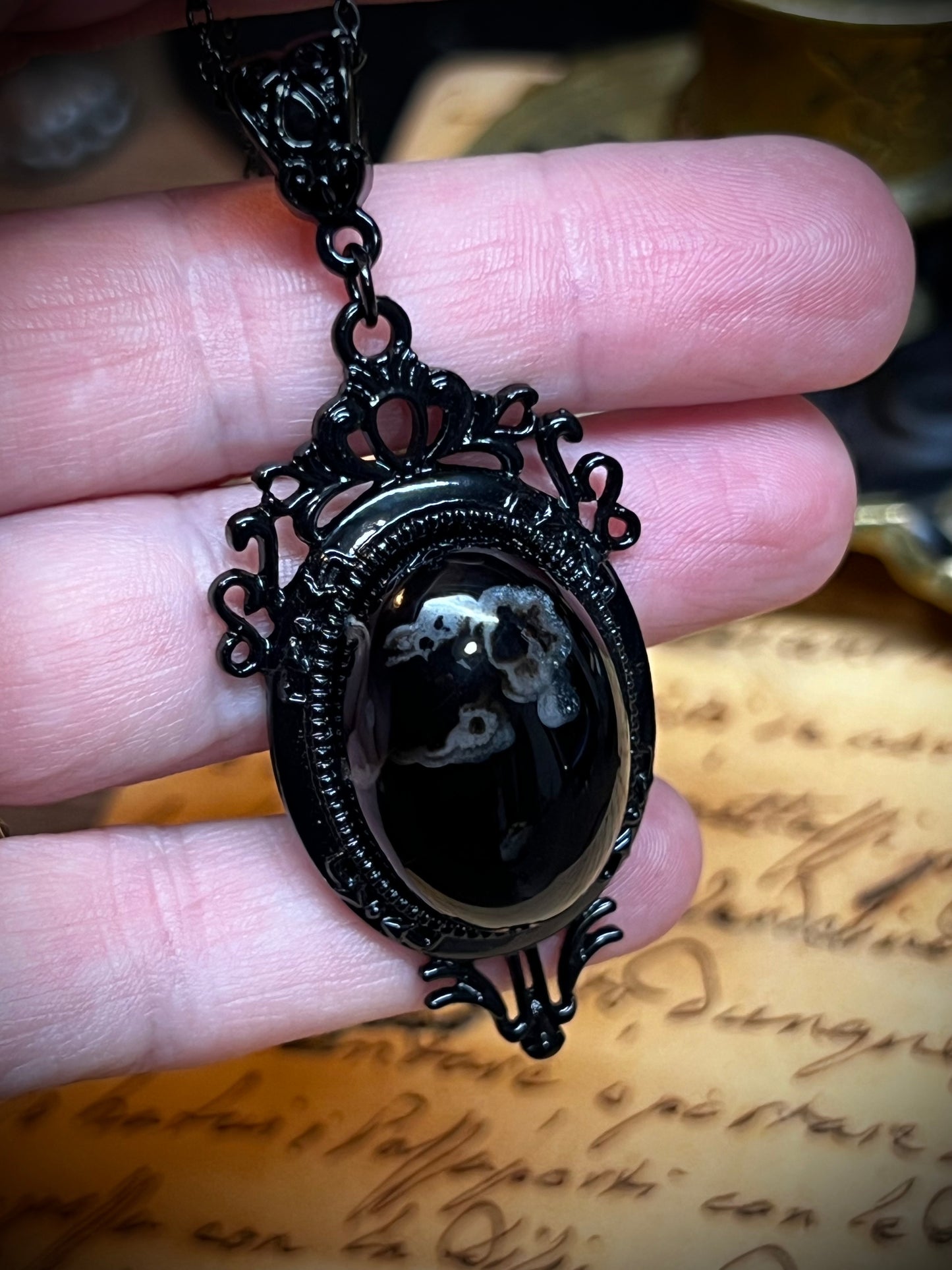 Black Agate Pendant Necklace PN1