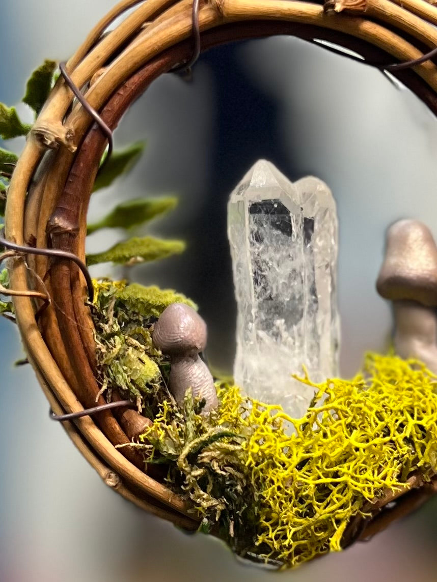 Crystal Moss Twin Quartz Wreath