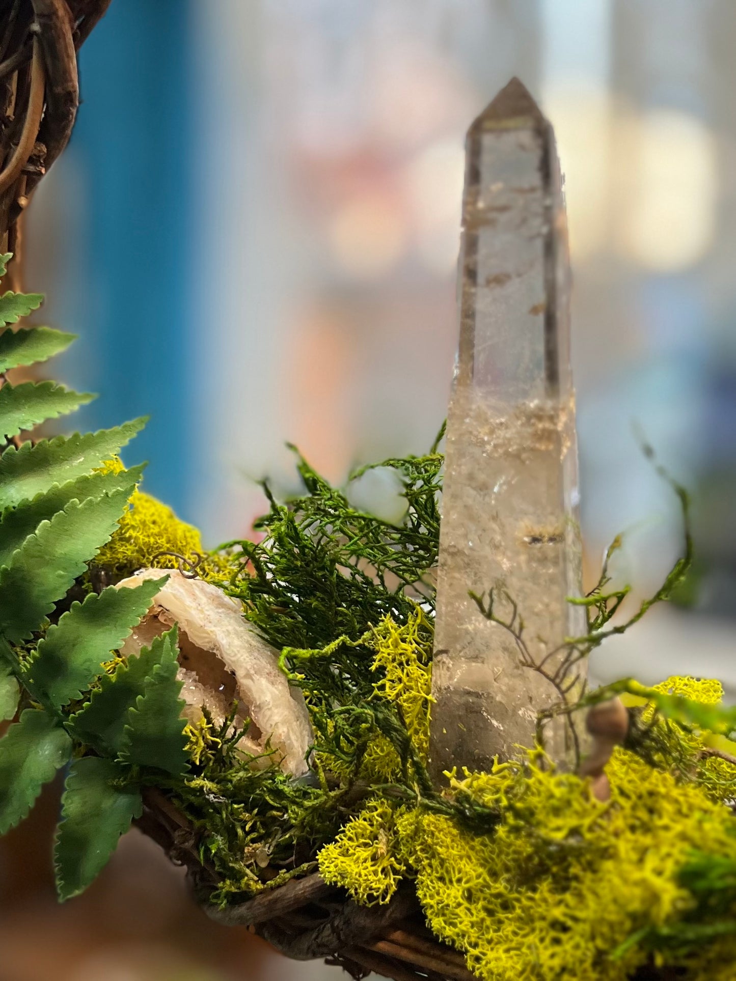 Crystal Moss Rutile Quartz Wreath