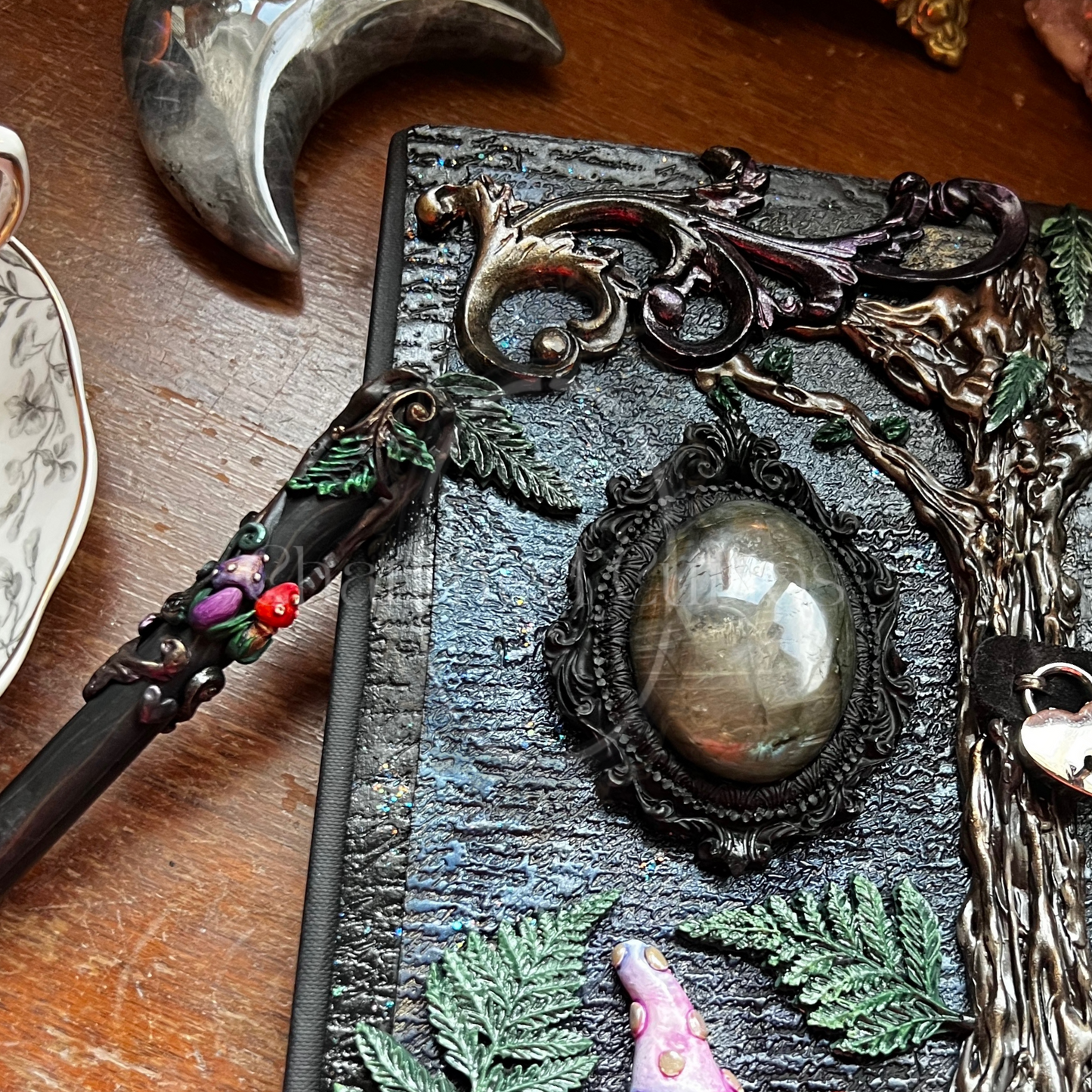 Portals Locking Journal & Pen Set- Handcrafted Hardcover Blank Book of Shadows Grimoire