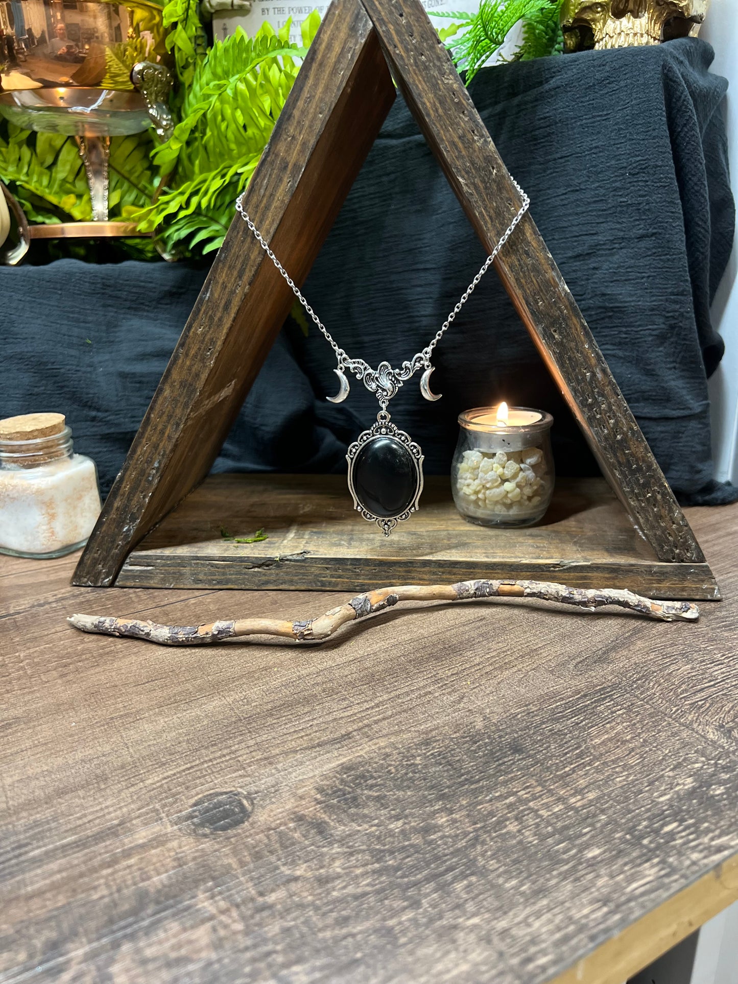 Obsidian Scrying Necklace Pendant PN12