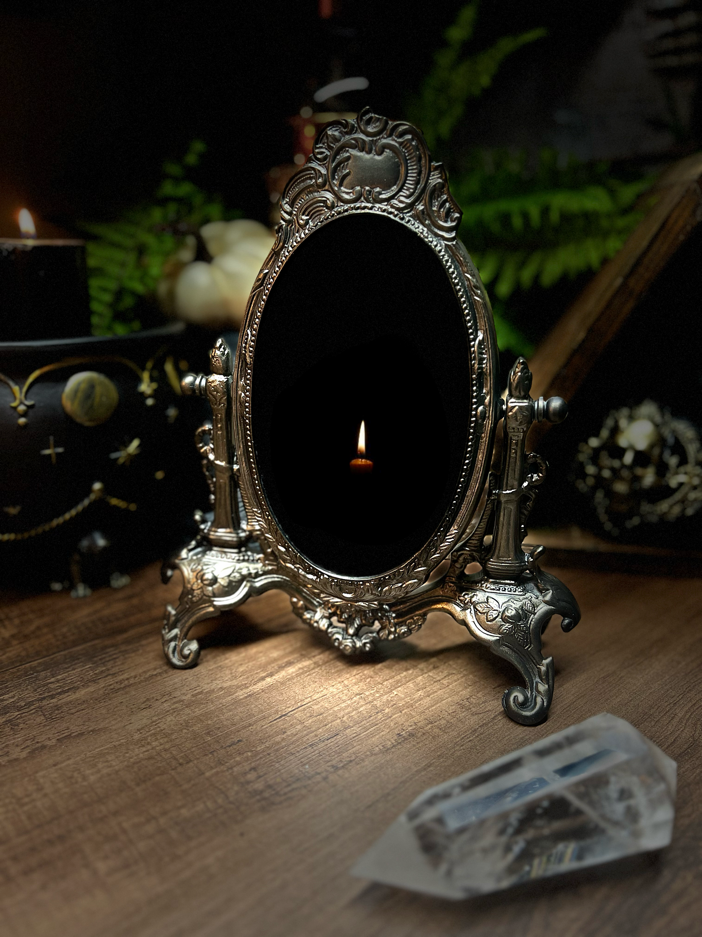 Scrying Mirror - Timealia Antique Tilt Oval Glass Divination Mirror Witches Gothic Victorian Mirror MM108