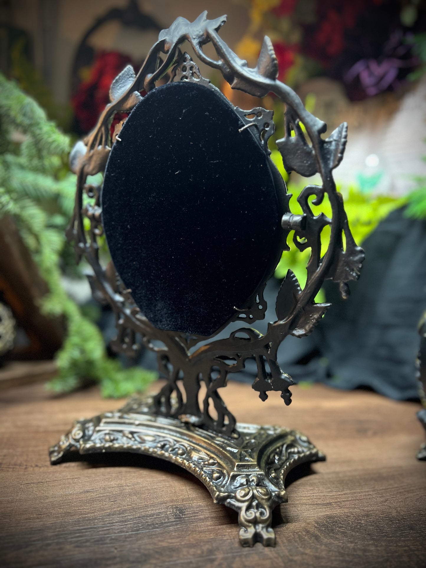Lilith Heirloom Antique Footed Oval Divination Scrying Mirror Tabletop Shadow Work Gothic Victorian Witches Mirror MM120