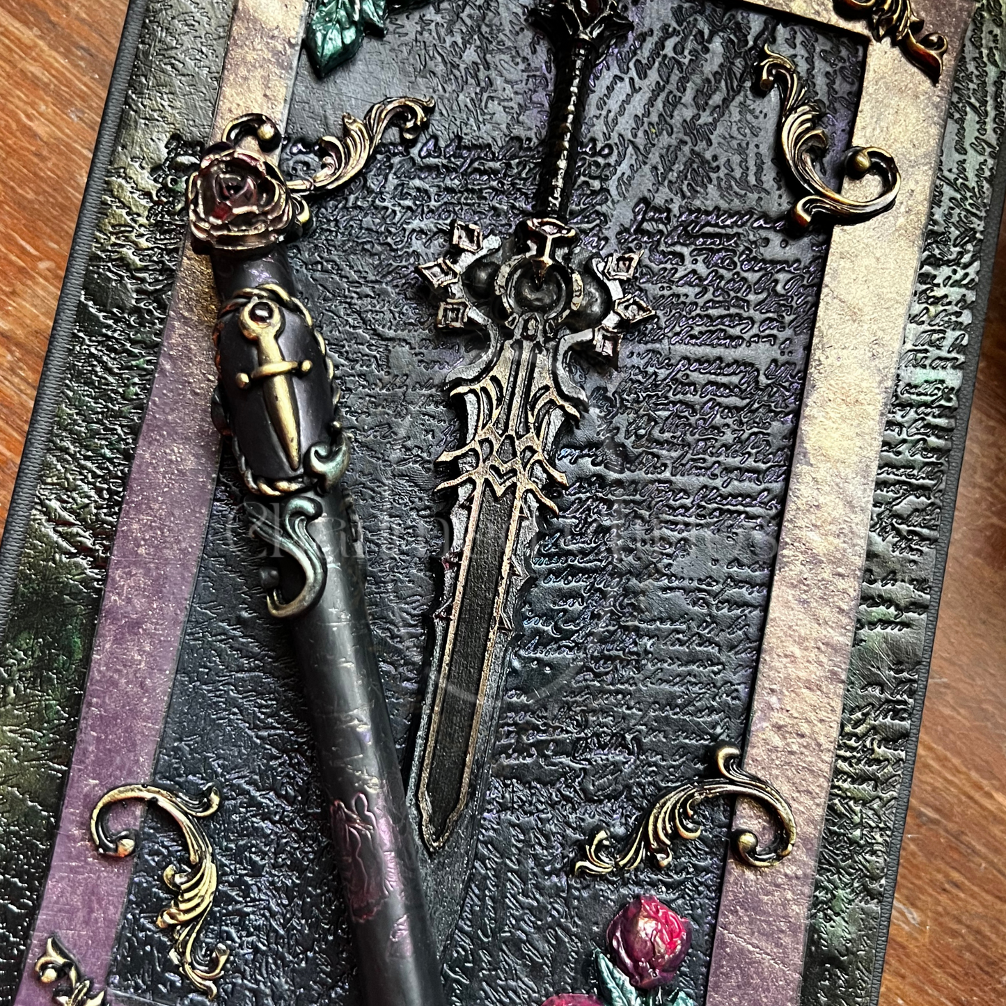 Queen of swords Journal & Pen Set- Handcrafted Hardcover Blank Book of Shadows Grimoire