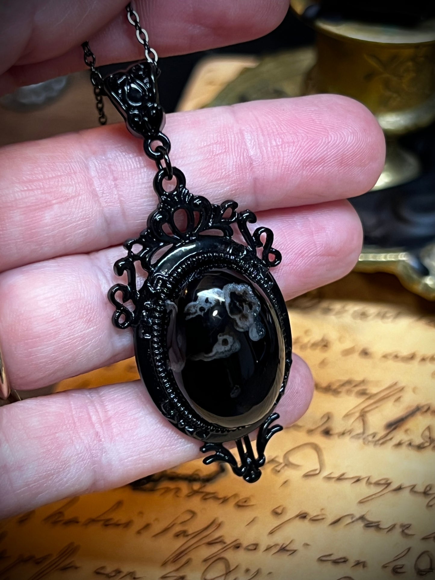 Black Agate Pendant Necklace PN1