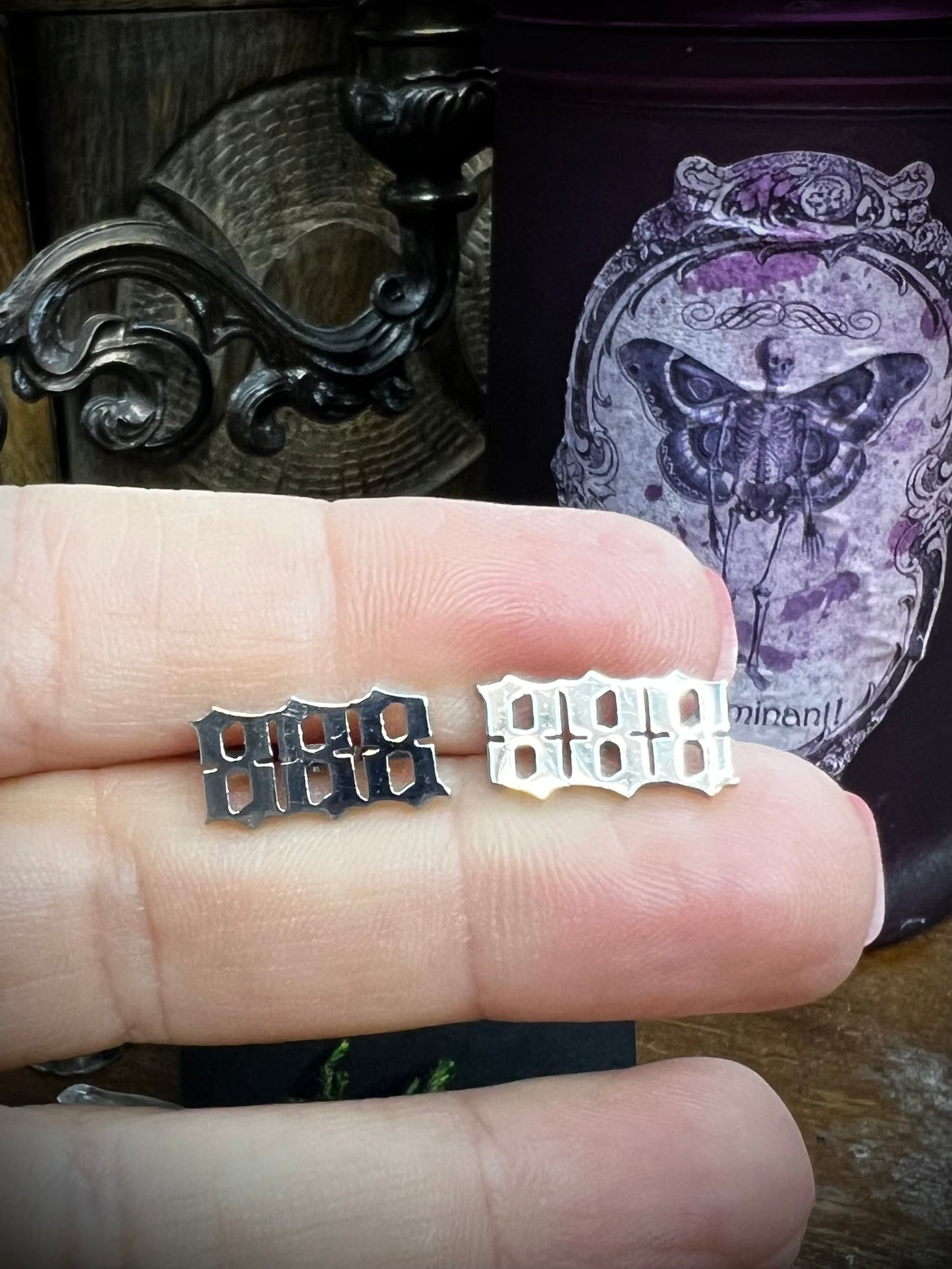 Numerology 888 stud earrings with spiritual background
