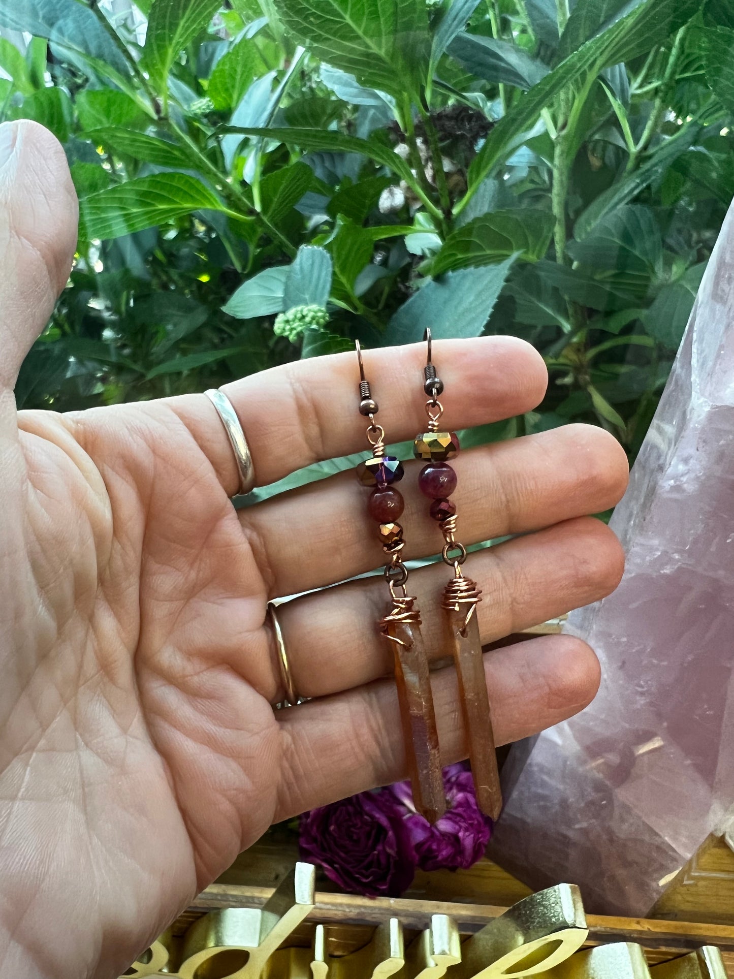 Wildfire Quartz Dangle Earrings