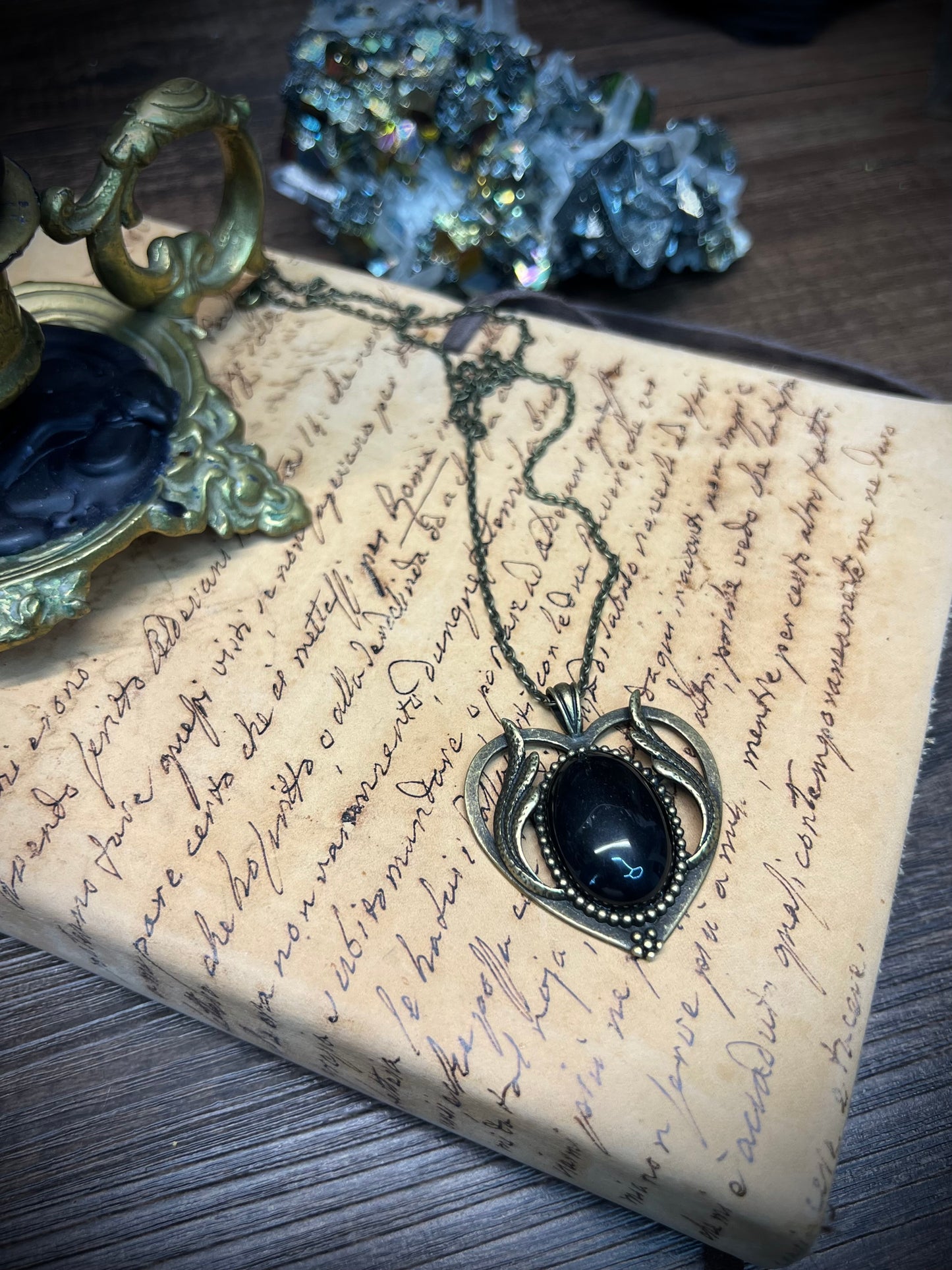 Obsidian Scrying Mirror Necklace Pendant PN38