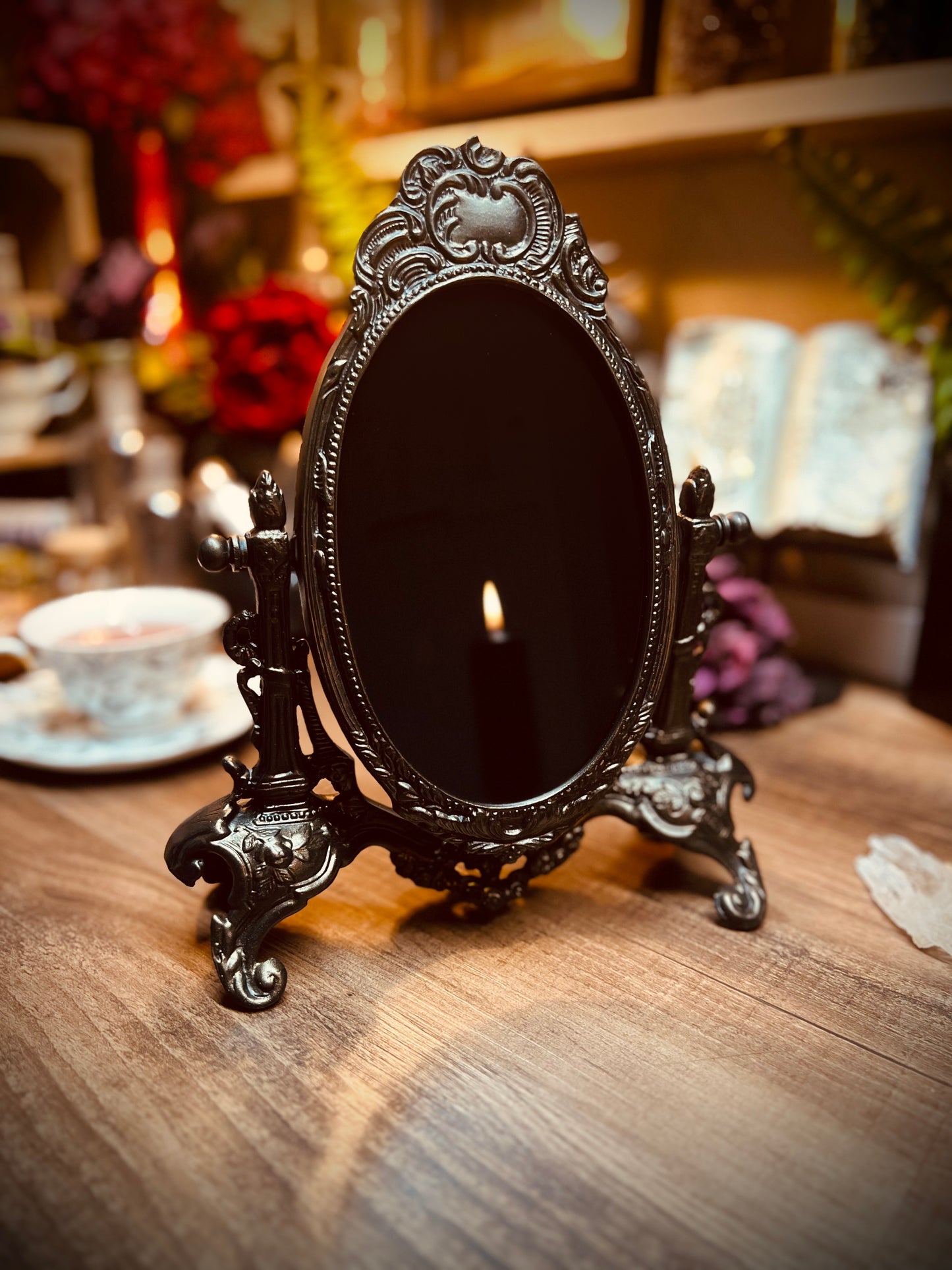 Scrying Mirror - Timealia Antique Tilt Oval Glass Divination Mirror Witches Gothic Victorian Mirror MM108
