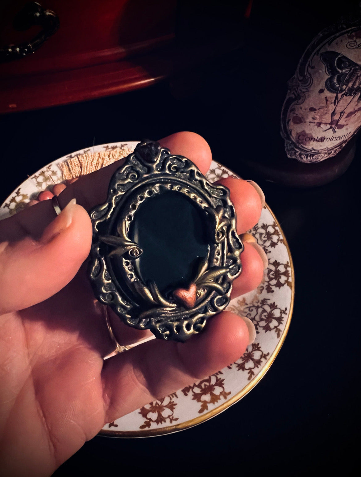 Obsidian Scrying Mirror Talisman Pocket Scrying Mirror Magick Gothic Victorian Mirror MM105