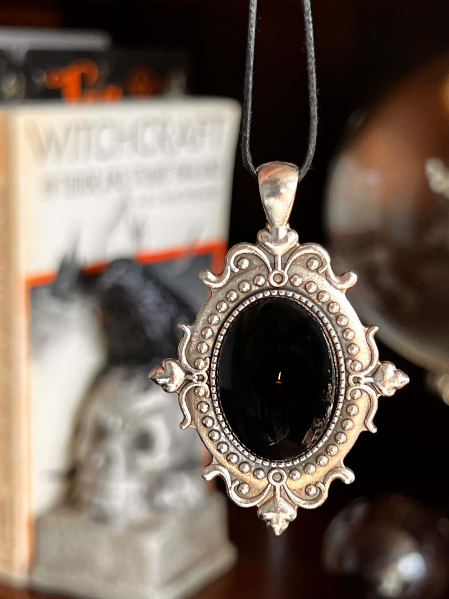 Obsidian Pendant Scrying Necklace PN7