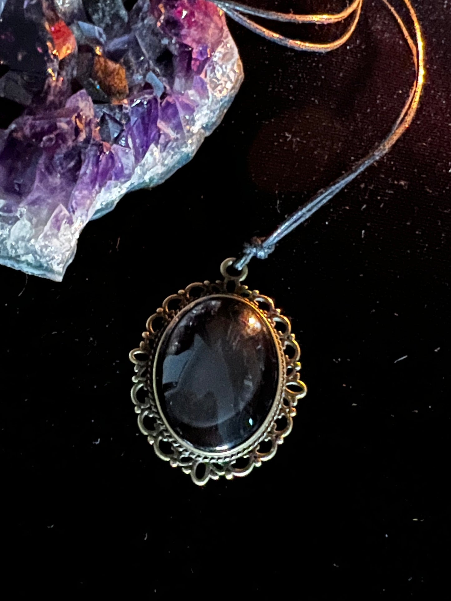 SOLD Obsidian Pendant Scrying Necklace PN10