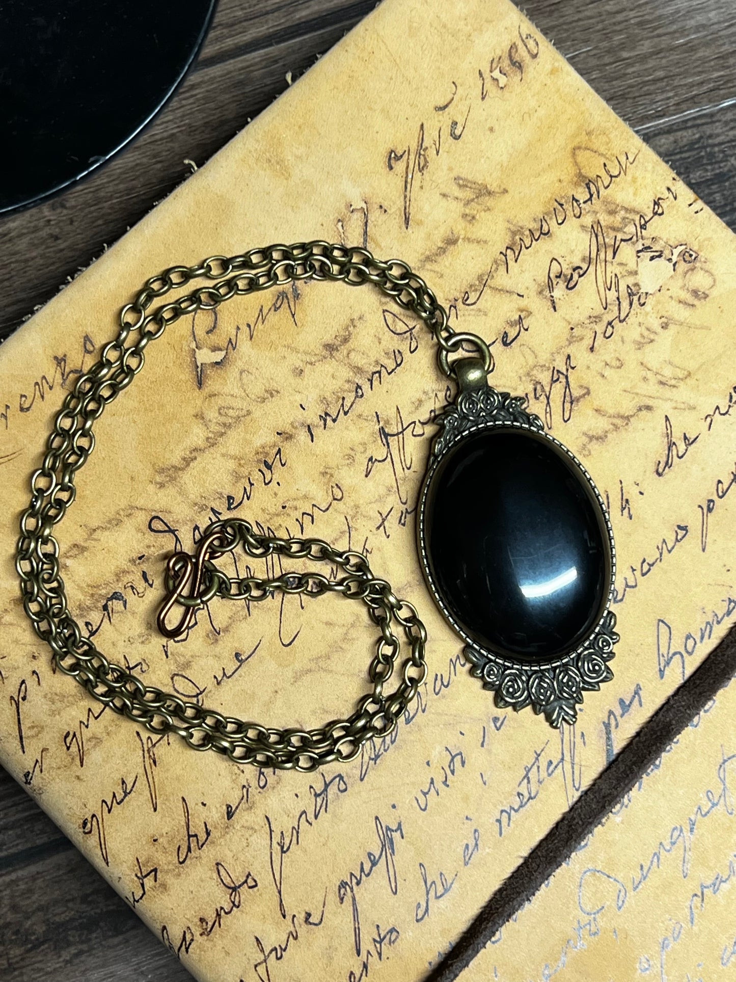 Obsidian Pendant Scrying Necklace 20” Chain PN5