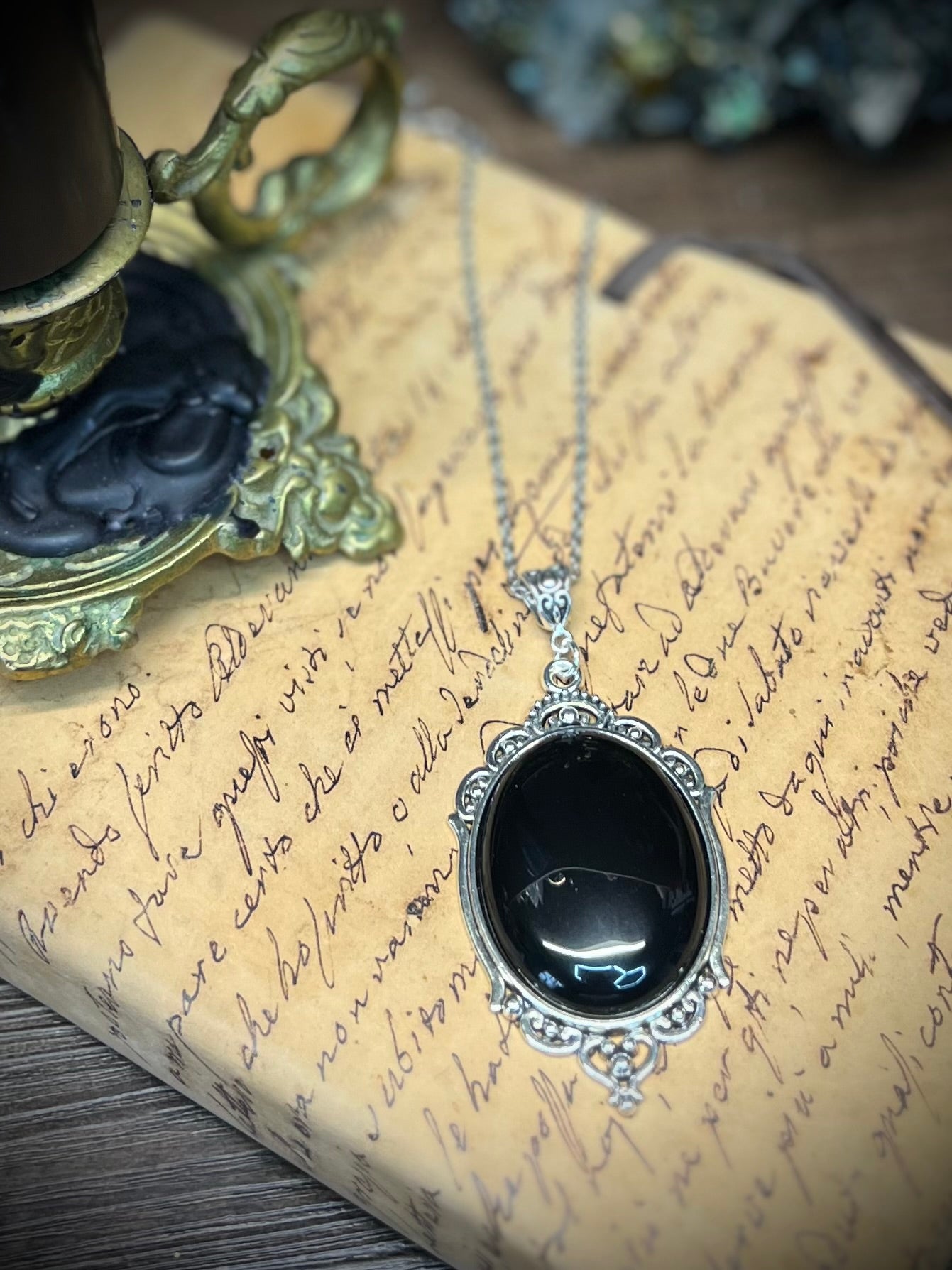 Obsidian Scrying Mirror Necklace Pendant PN32