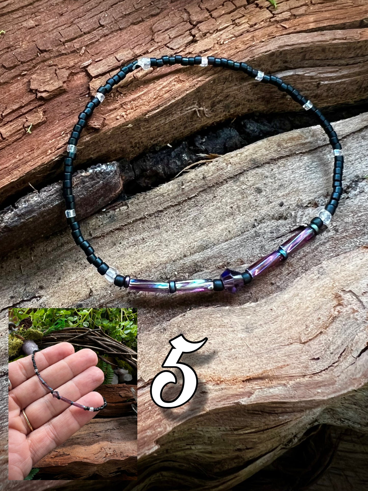 Iridescent Aurora Crystal Stacking Stretch Bracelets Moonlit Dreams