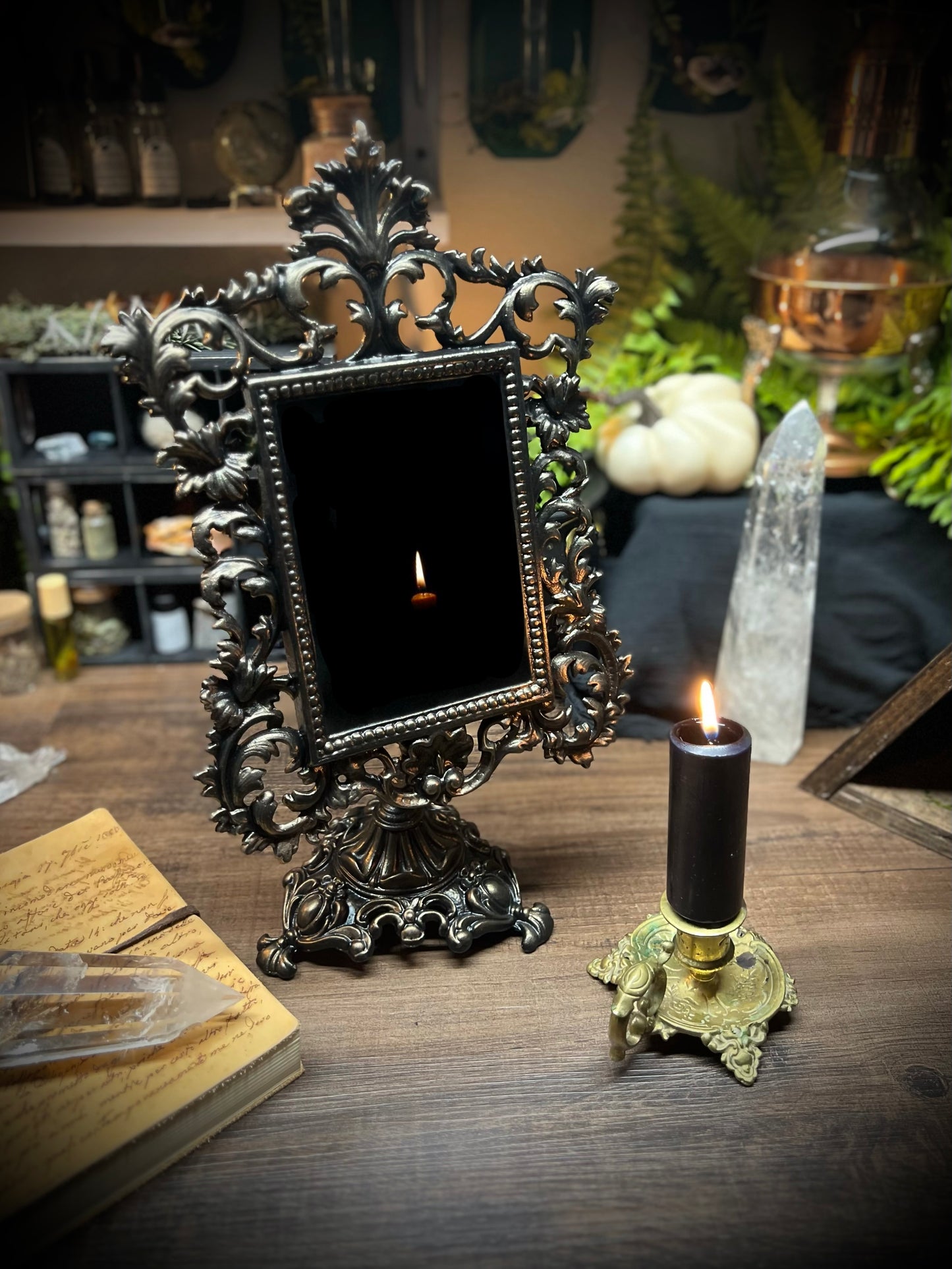 Victoria Scrying Mirror - Antique Tilt Square Glass Divination Mirror Witches Gothic Victorian Mirror MM112