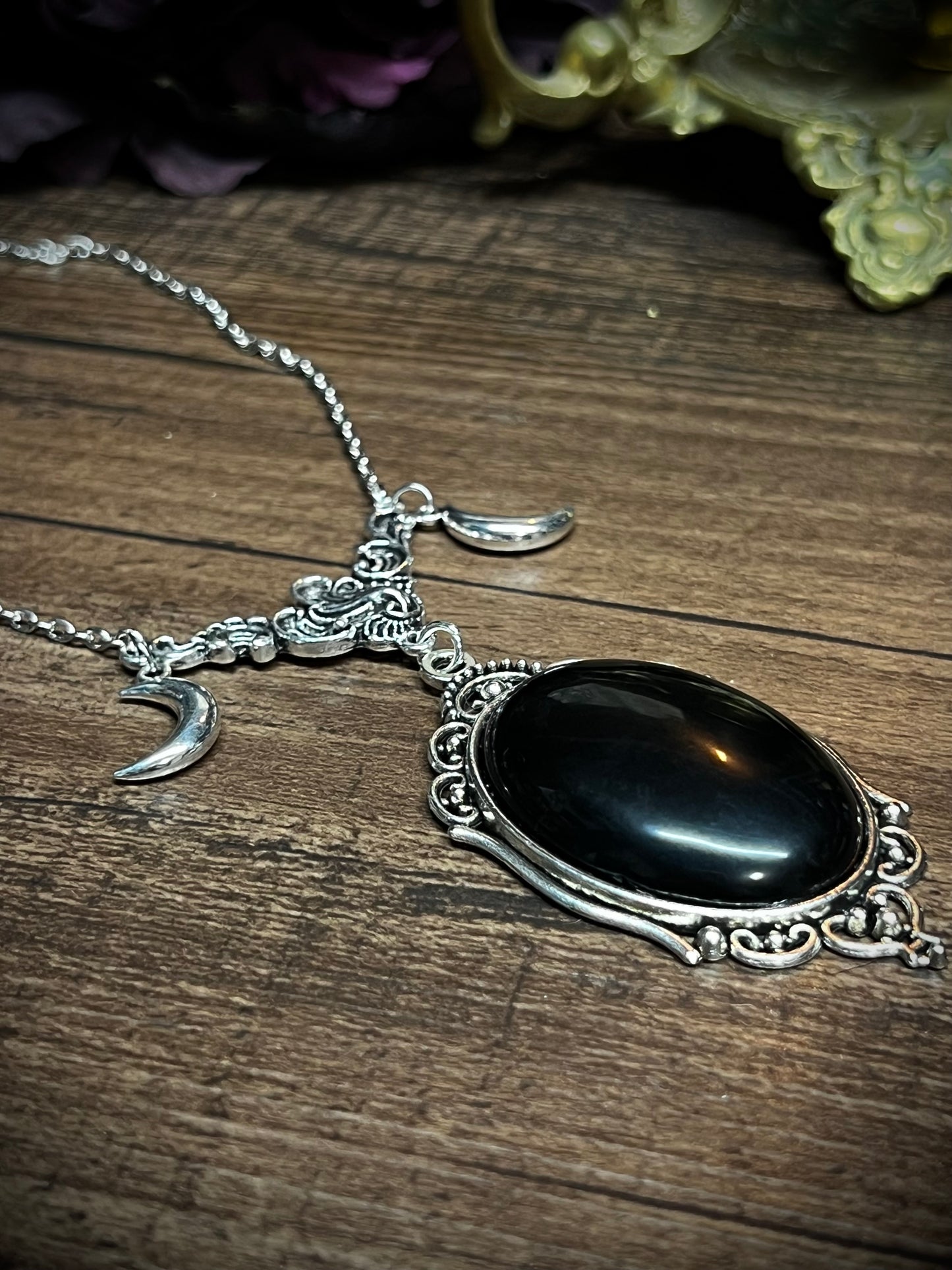 Obsidian Scrying Necklace Pendant PN12