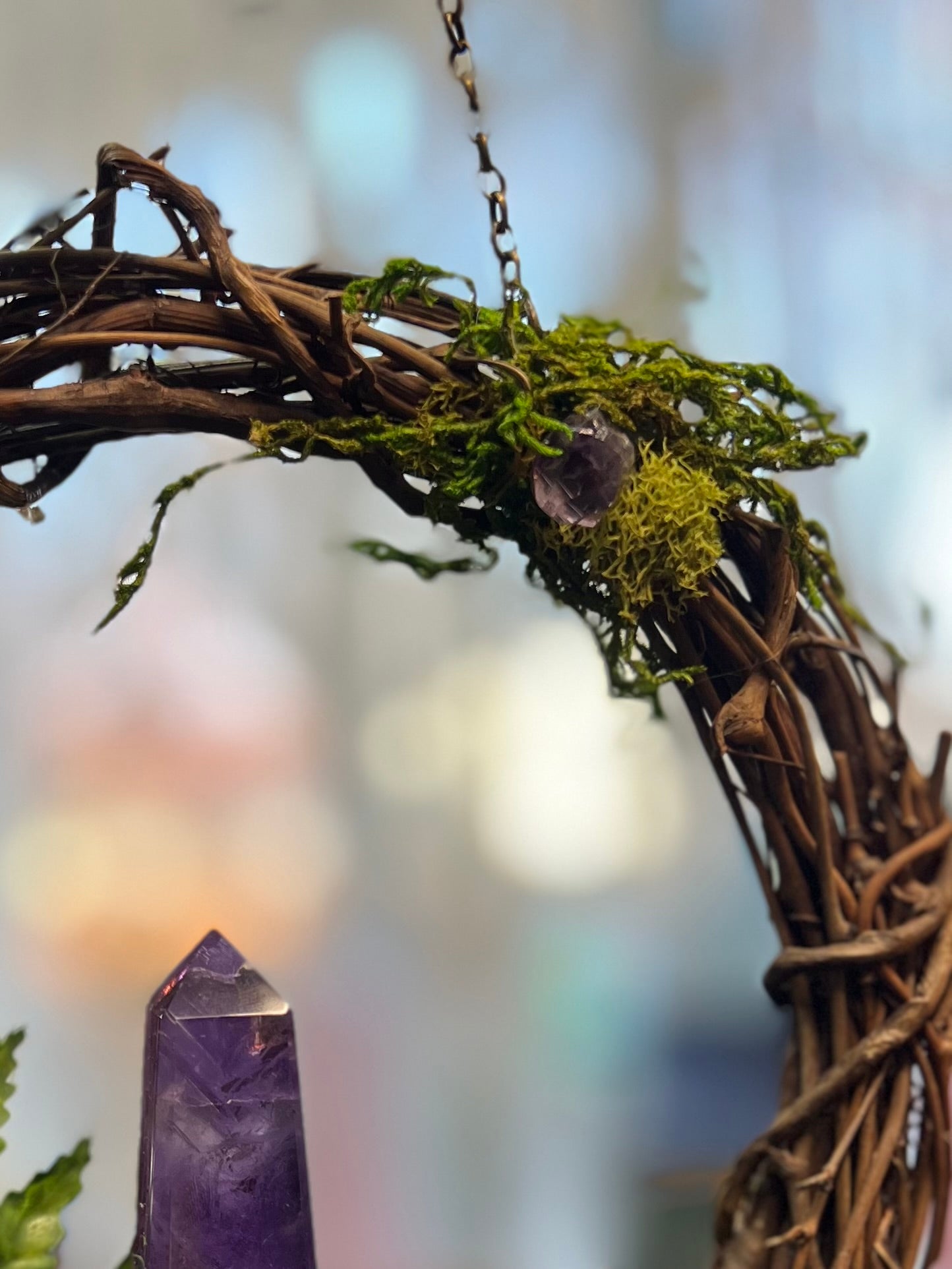 Crystal Moss Amethyst Wreath