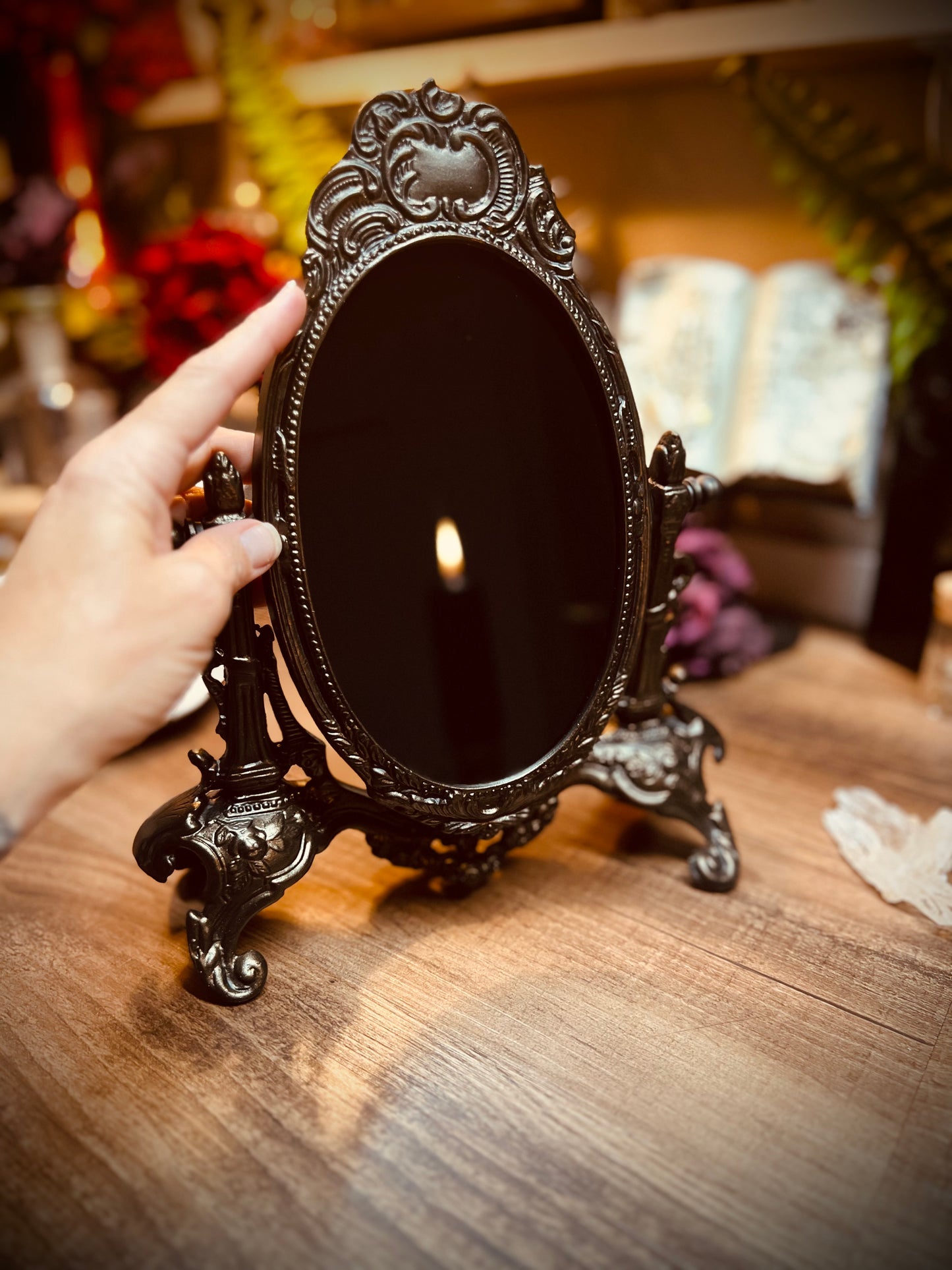Scrying Mirror - Timealia Antique Tilt Oval Glass Divination Mirror Witches Gothic Victorian Mirror MM108