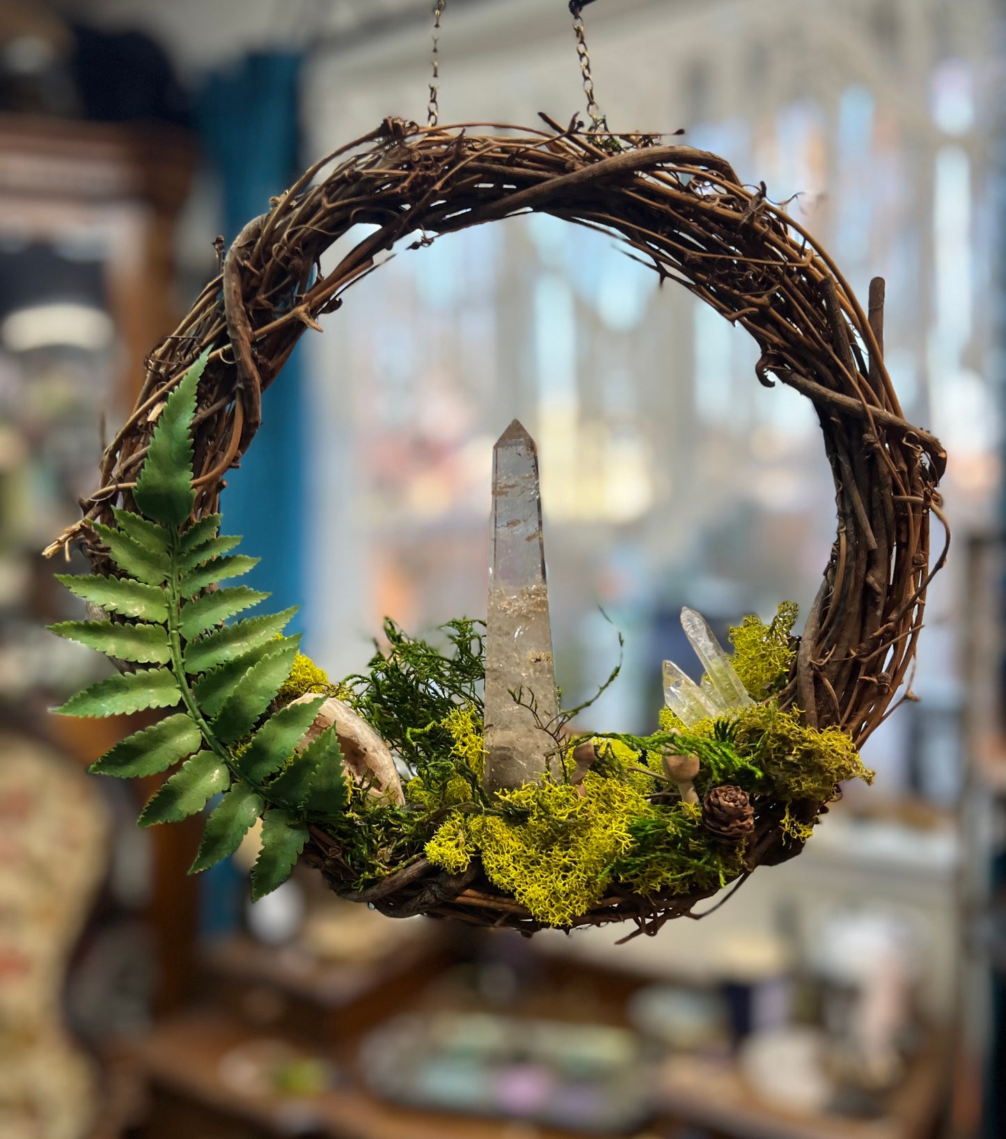 Crystal Moss Rutile Quartz Wreath