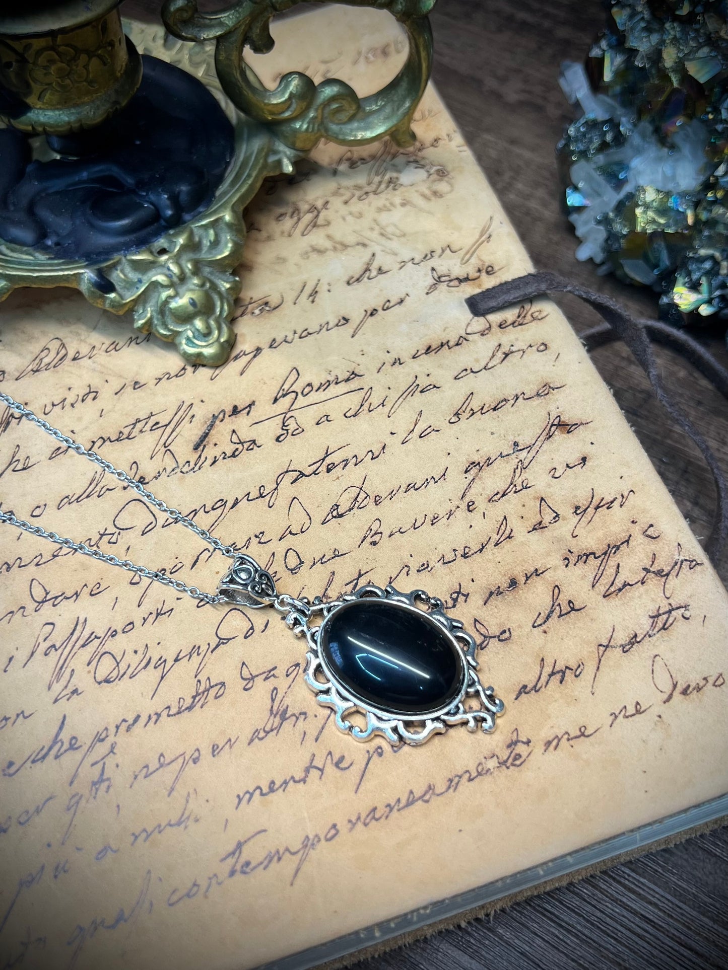 Obsidian Scrying Mirror Necklace Pendant PN35