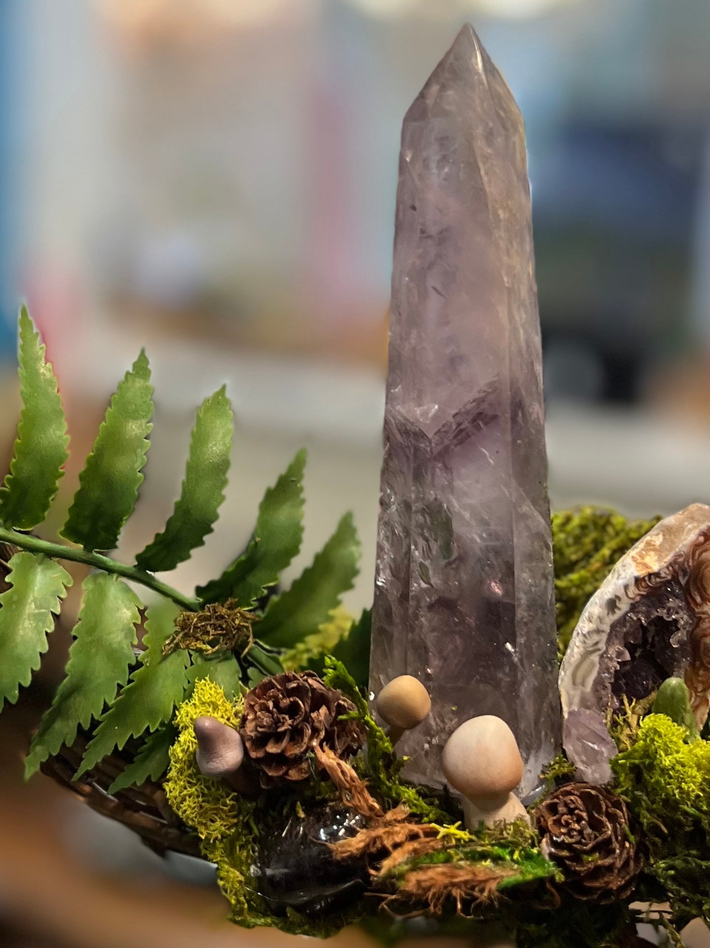 Crystal Moss Amethyst & Spirit Quartz Wreath