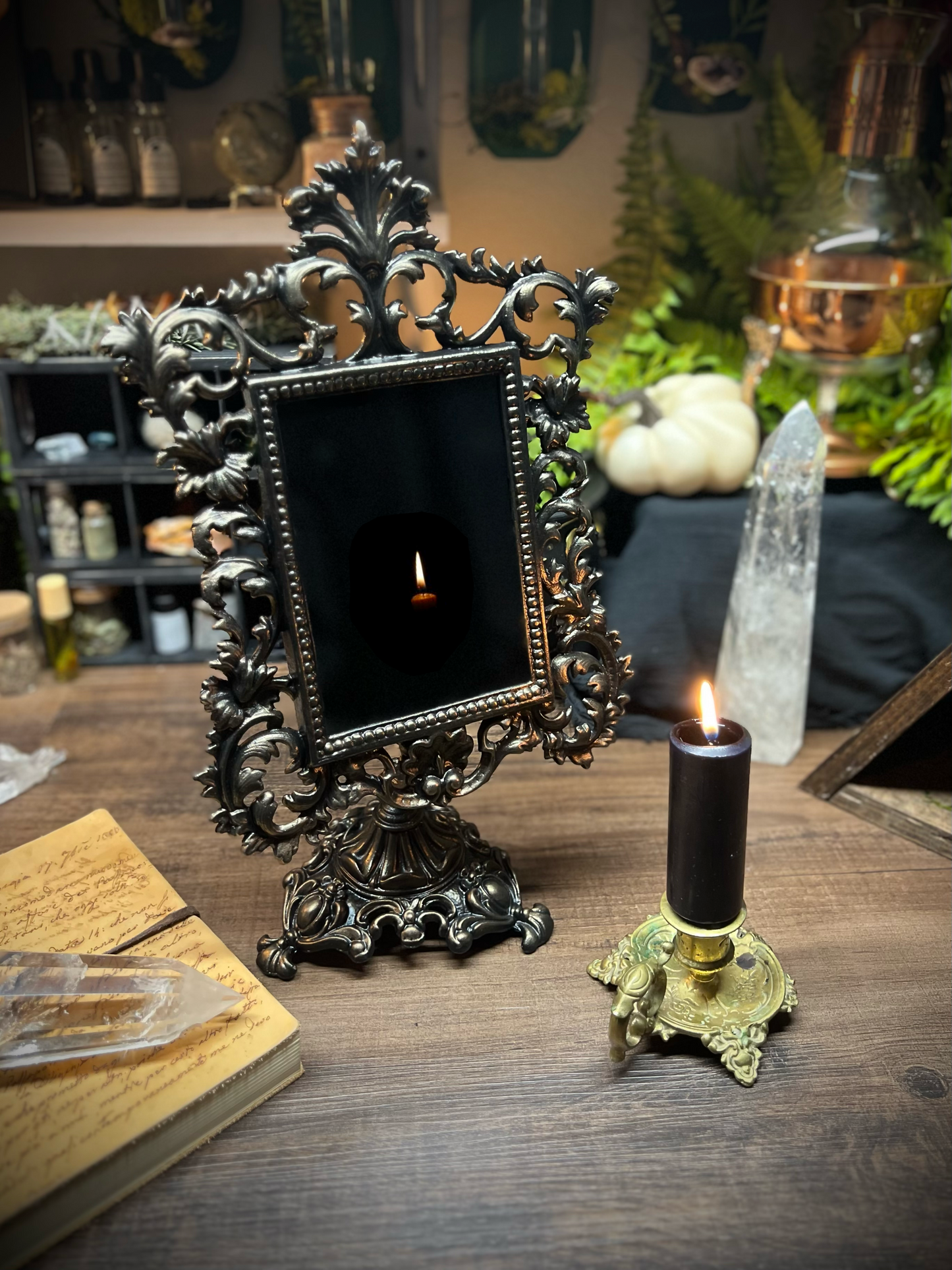 Victoria Scrying Mirror - Antique Tilt Square Glass Divination Mirror Witches Gothic Victorian Mirror MM112