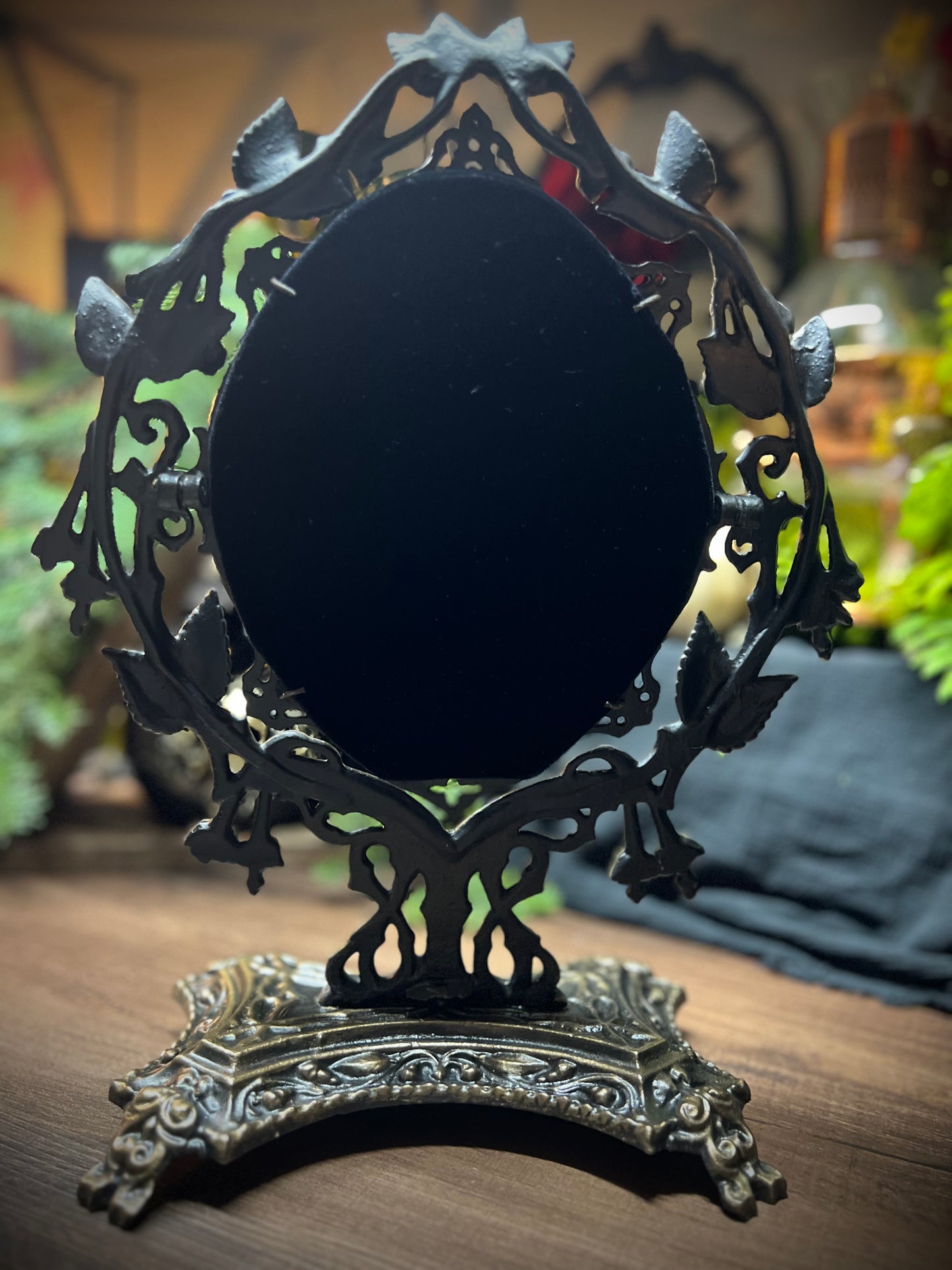 Lilith Heirloom Antique Footed Oval Divination Scrying Mirror Tabletop Shadow Work Gothic Victorian Witches Mirror MM120