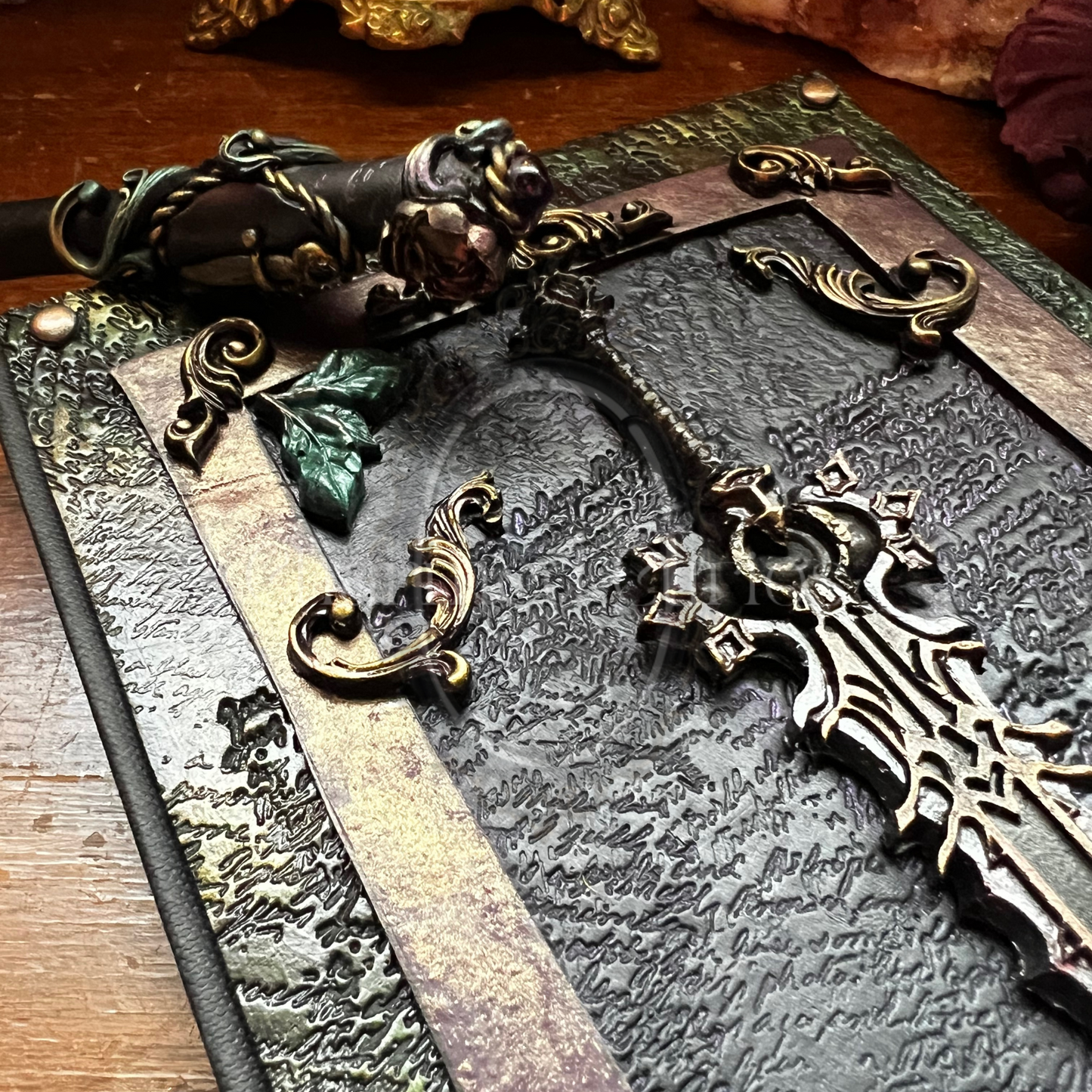 Queen of swords Journal & Pen Set- Handcrafted Hardcover Blank Book of Shadows Grimoire