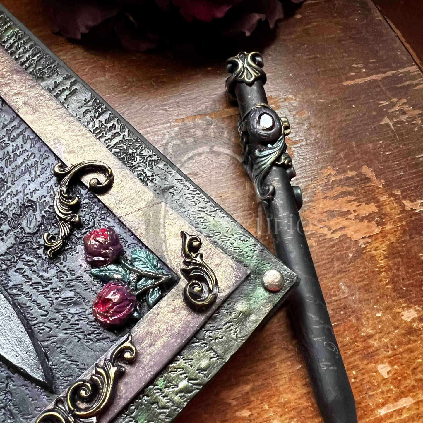 Queen of swords Journal & Pen Set- Handcrafted Hardcover Blank Book of Shadows Grimoire
