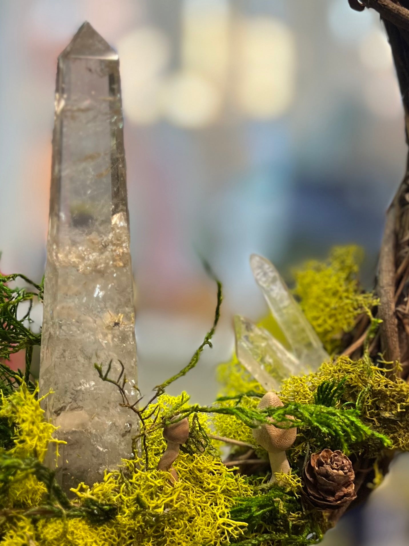 Crystal Moss Rutile Quartz Wreath