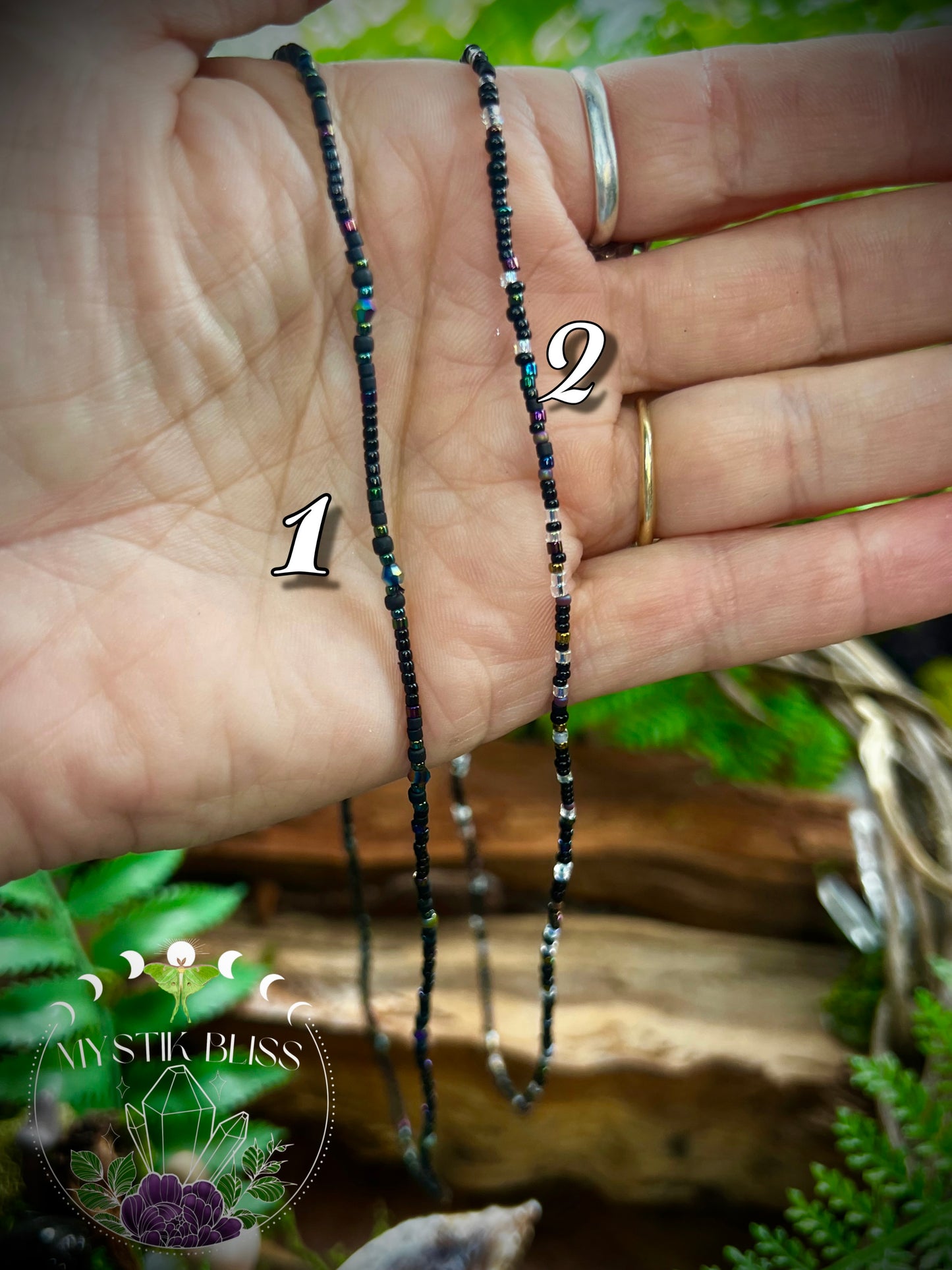 Iridescent Aurora Goddess Dainty Seed Bead Necklace Moonlit Dreams