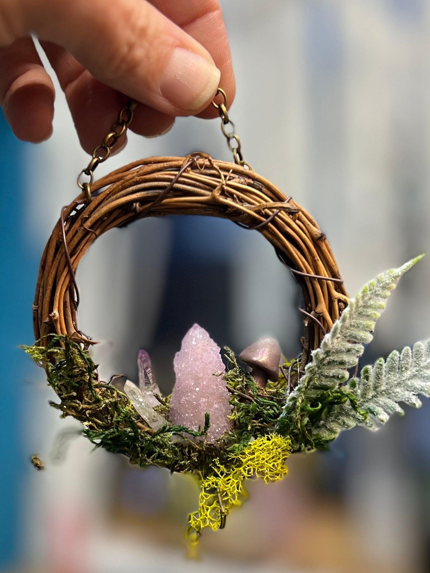 Crystal Moss Spirit Quartz & Vera Cruz Amethyst Wreath