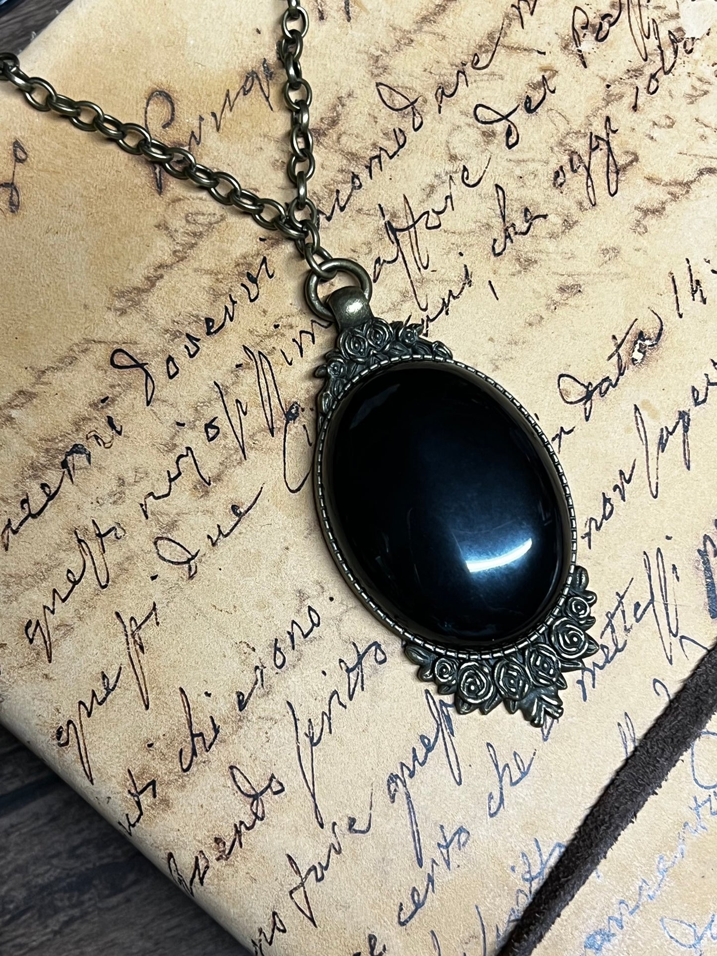 Obsidian Pendant Scrying Necklace 20” Chain PN5