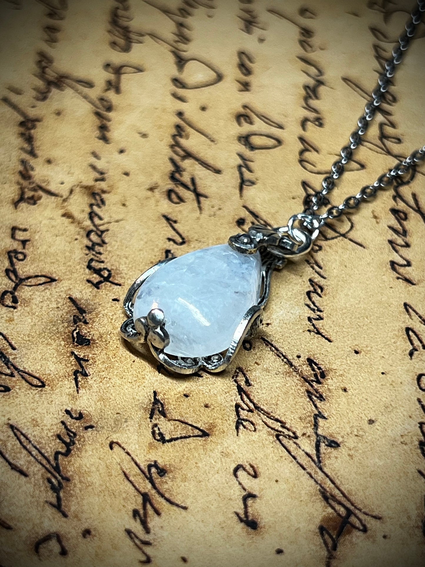 Moonstone Victorian Wrapped Pendant Necklace PN17