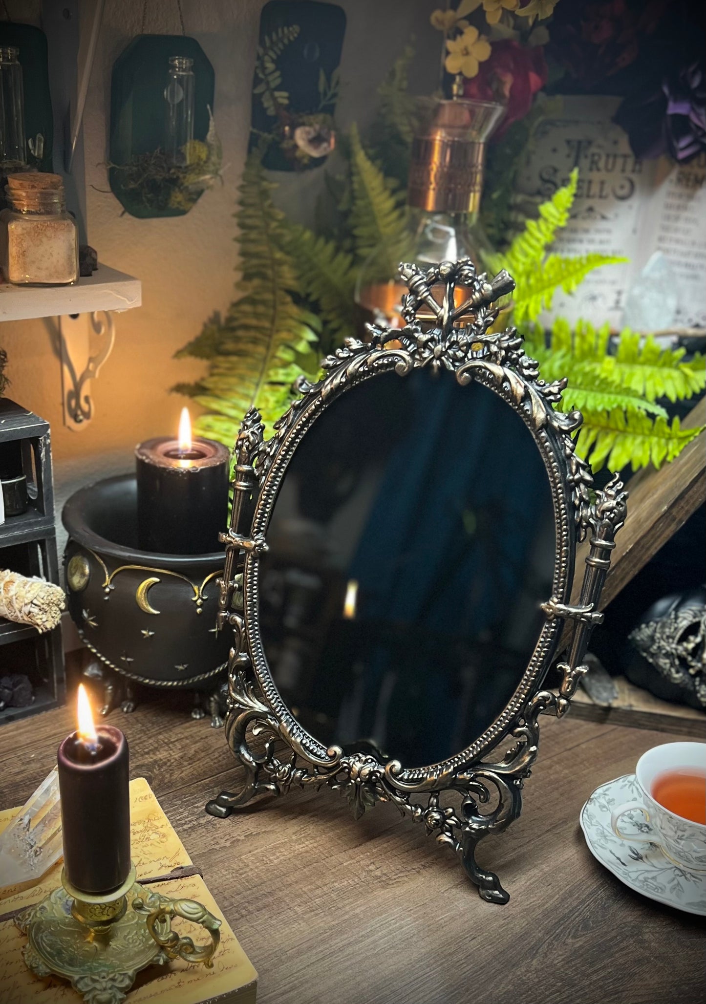 Hecate’s Portal Scrying Mirror - Large Antique Glass Divination Mirror Shadow Work Witches Gothic Victorian Mirror MM101