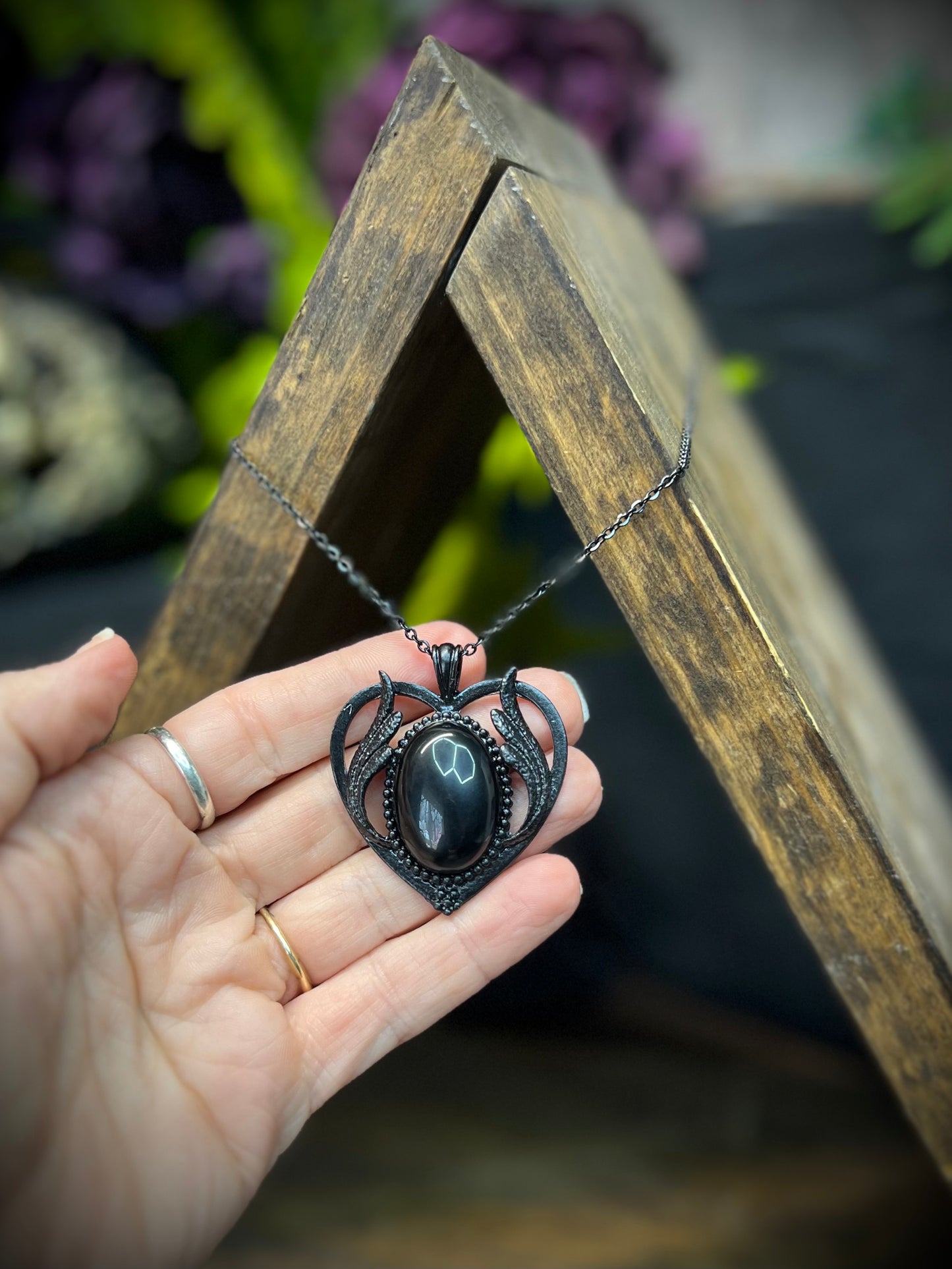 Obsidian Scrying Mirror Necklace Pendant PN37