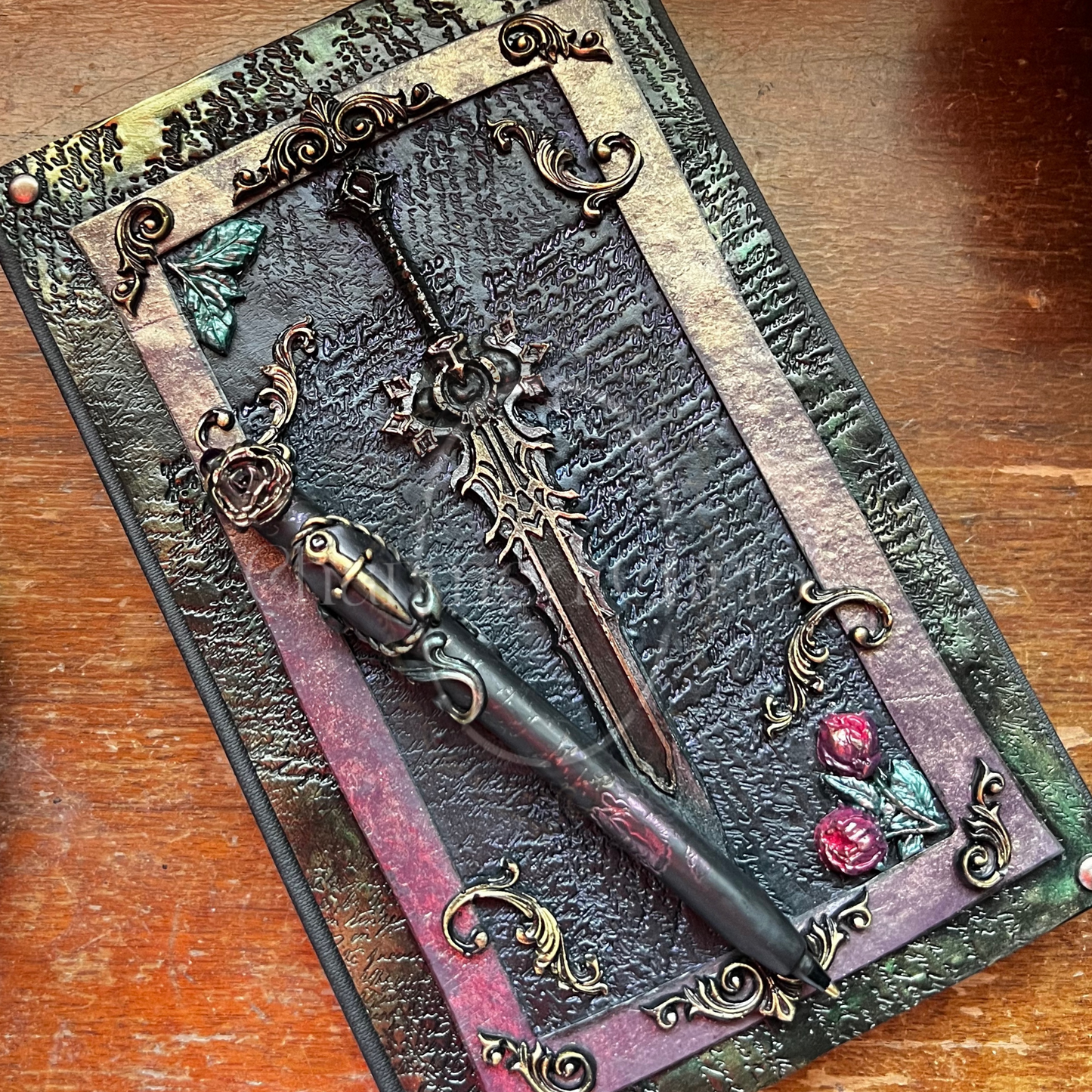 Queen of swords Journal & Pen Set- Handcrafted Hardcover Blank Book of Shadows Grimoire