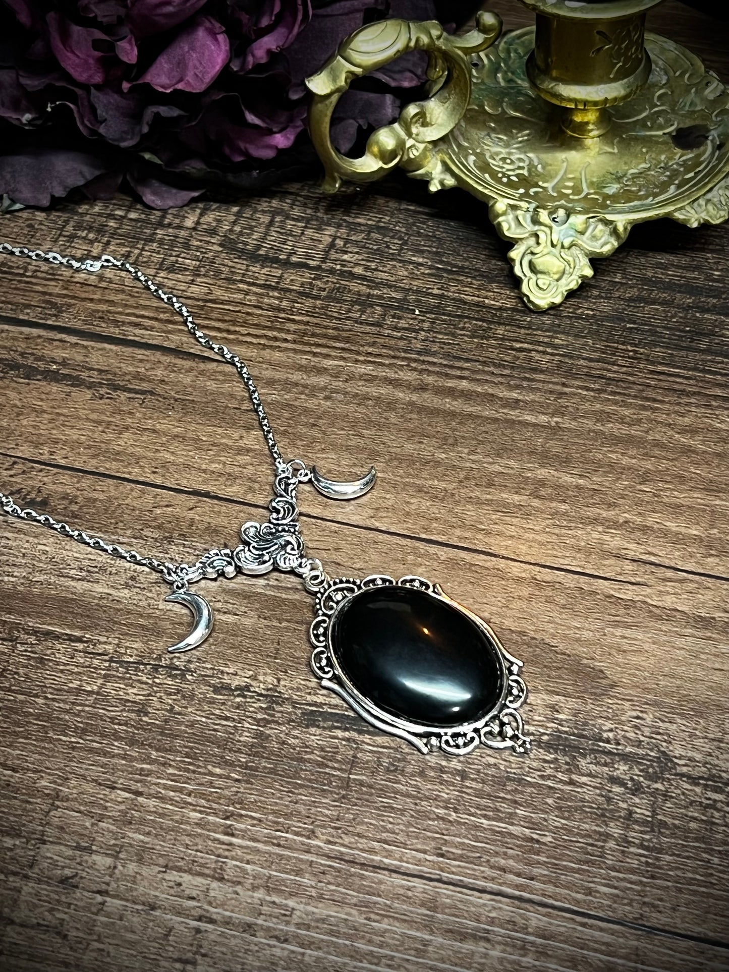 Obsidian Scrying Necklace Pendant PN12