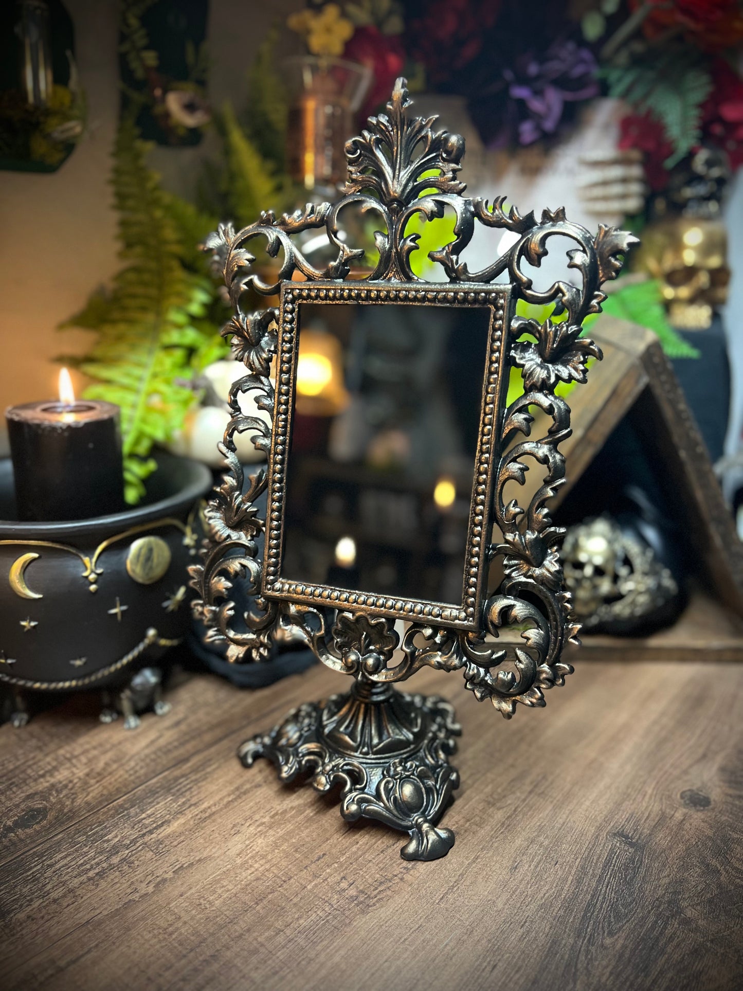 Victoria Scrying Mirror - Antique Tilt Square Glass Divination Mirror Witches Gothic Victorian Mirror MM112